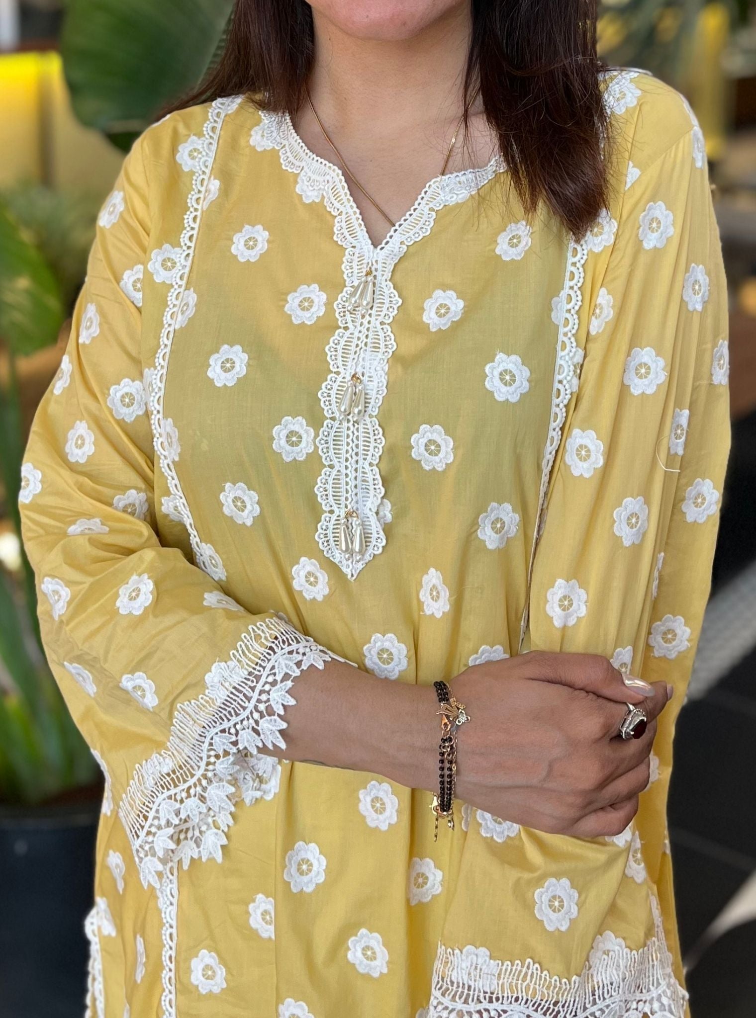Cathy Supima Cotton Yellow Kurta With Tassel Pyajama