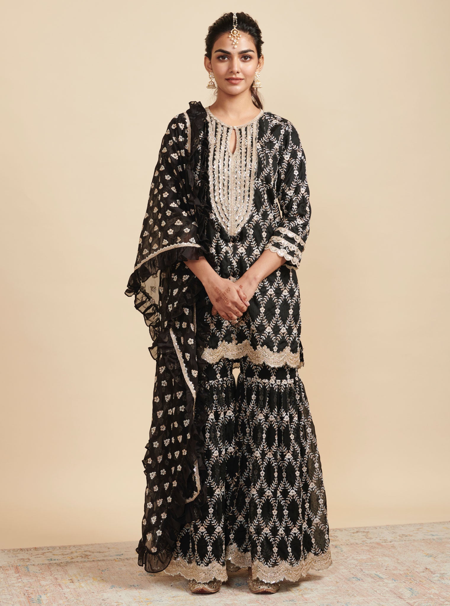 Mulmul Kajra Black Dupatta