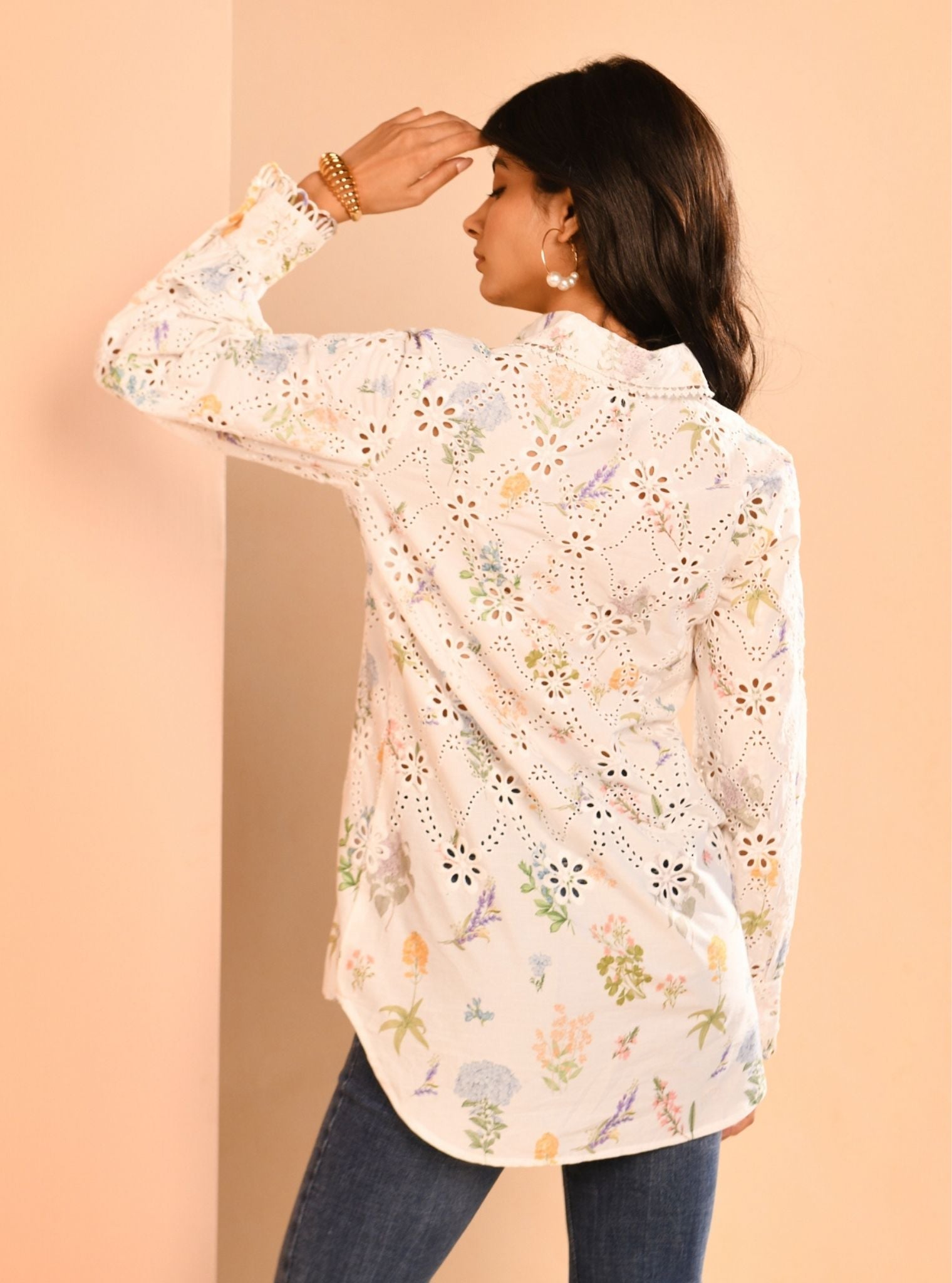 Mulmul Cotton Jem Printed White Shirt