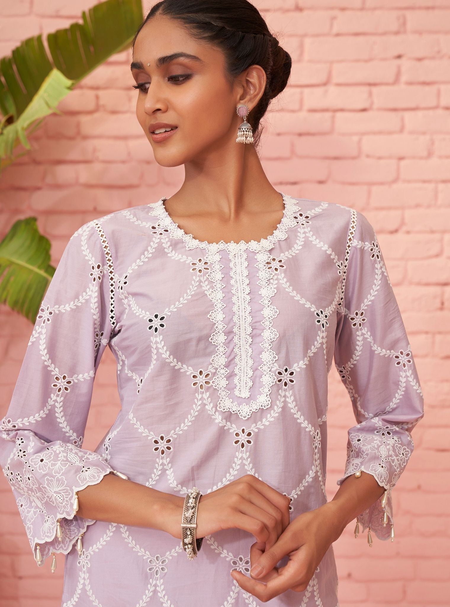 Mulmul Supima Cotton Aashay Lilac Kurta