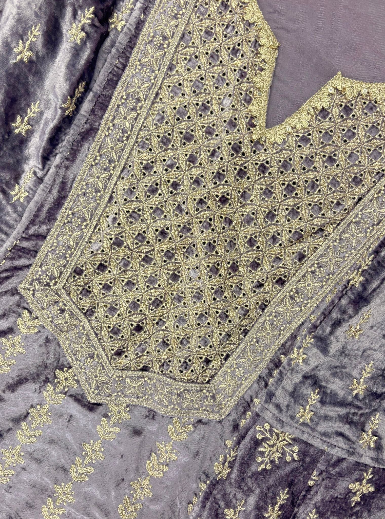 Suramya Velvet Lavender Anarkali Kurta Set