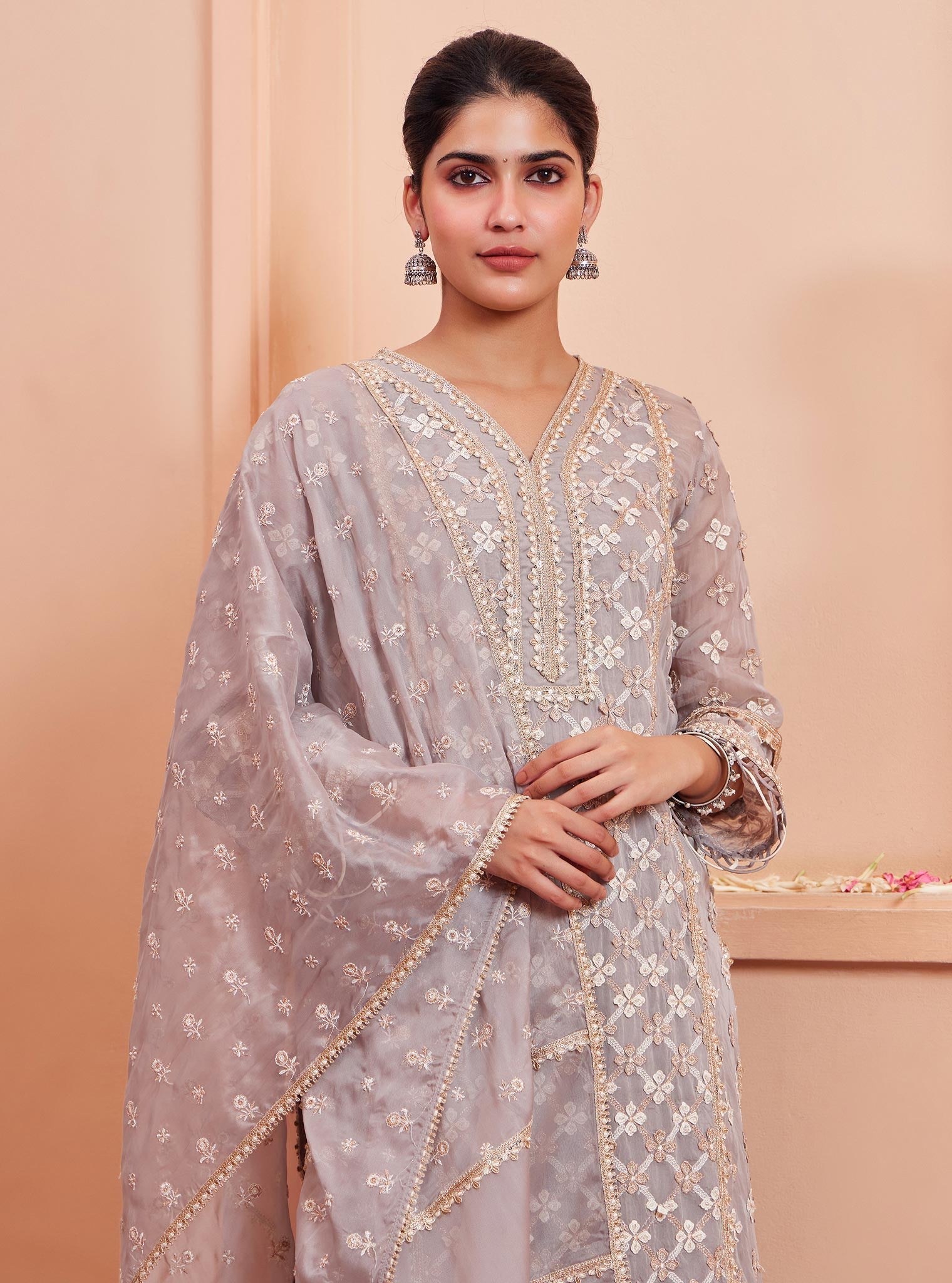 Mulmul Carvi Grey Dupatta