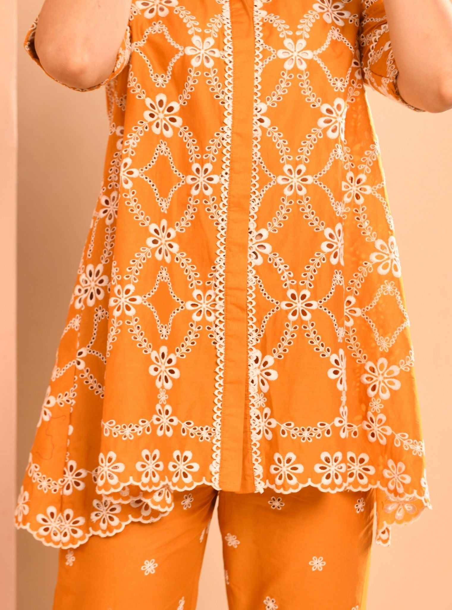 Mulmul Cotton Prue Orange Shirt With Mulmul Cotton Prue Orange Pant