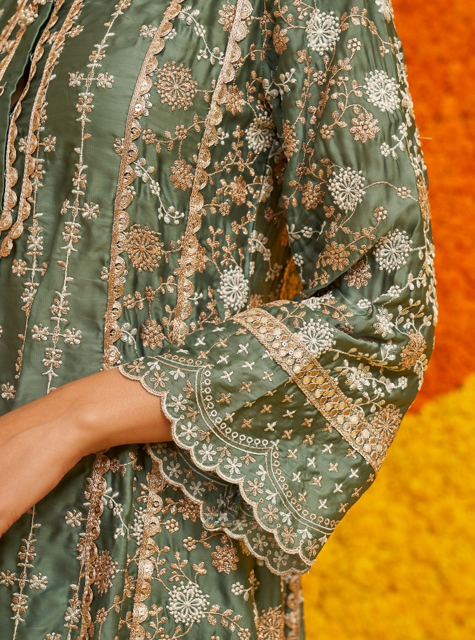 Saathiya Organza Satin Teal Blue Kurta