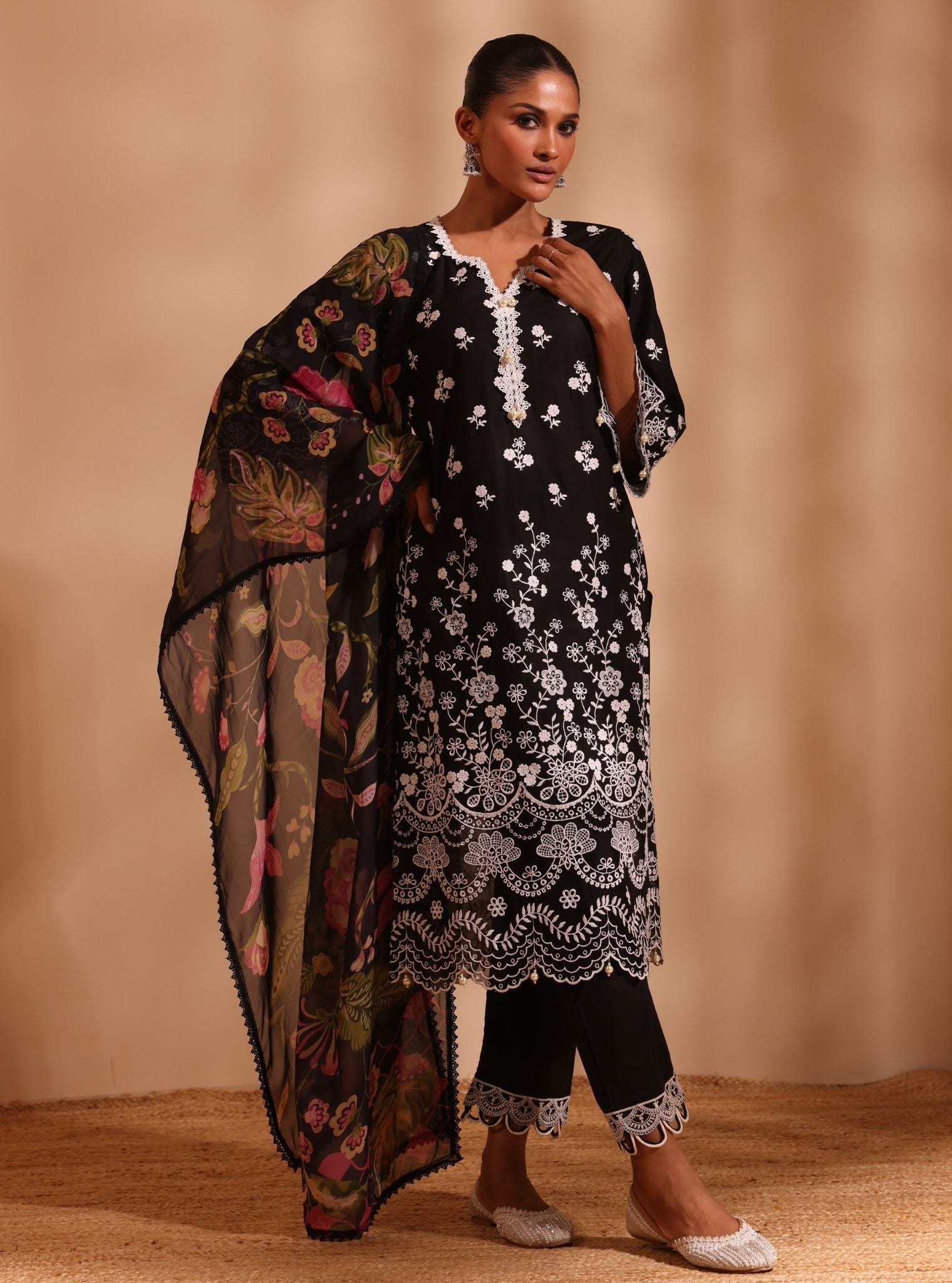 Suma Supima Cotton Black Kurta With Ilya Pant