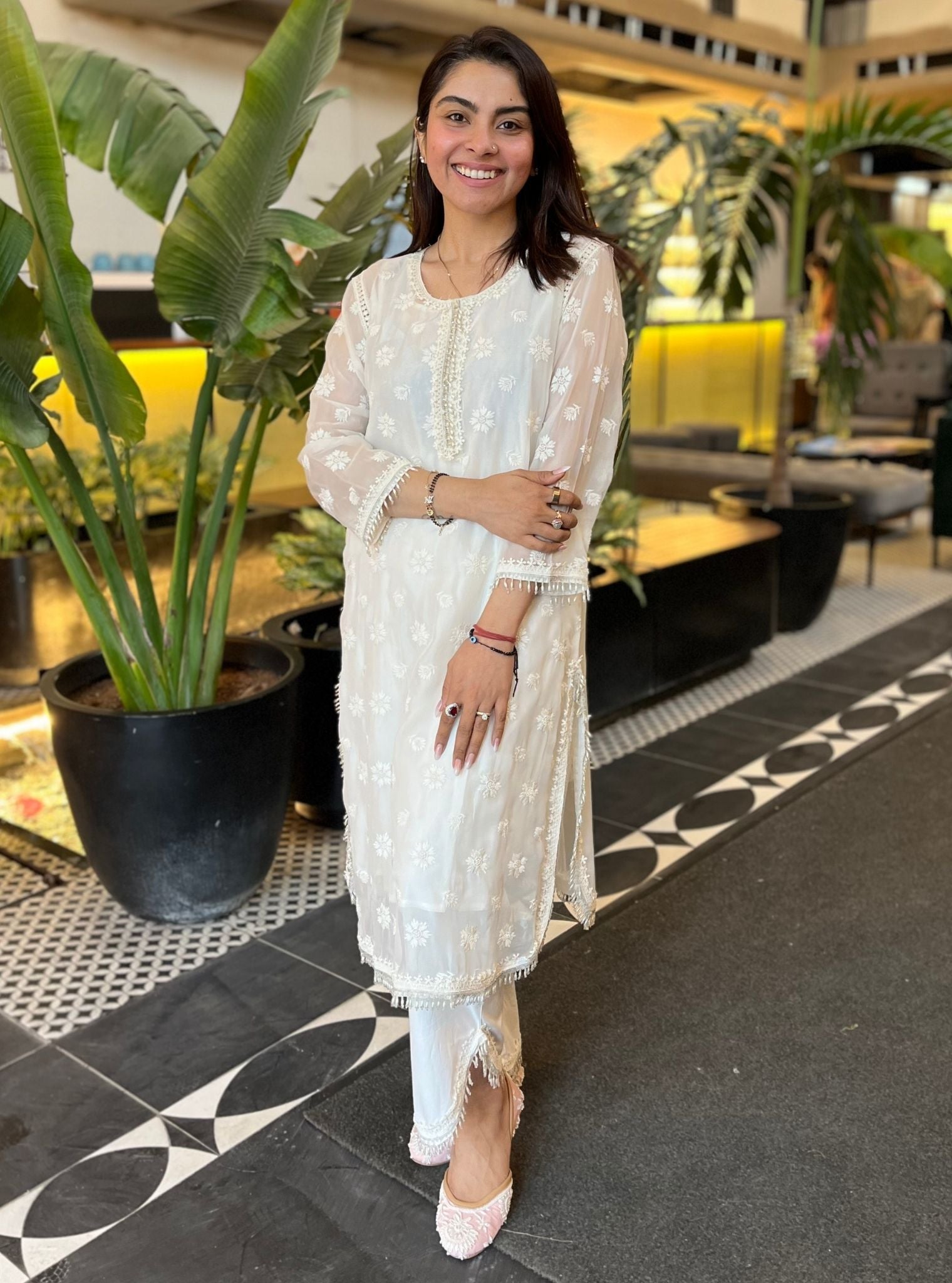 Nour Organza Off White Kurta Set