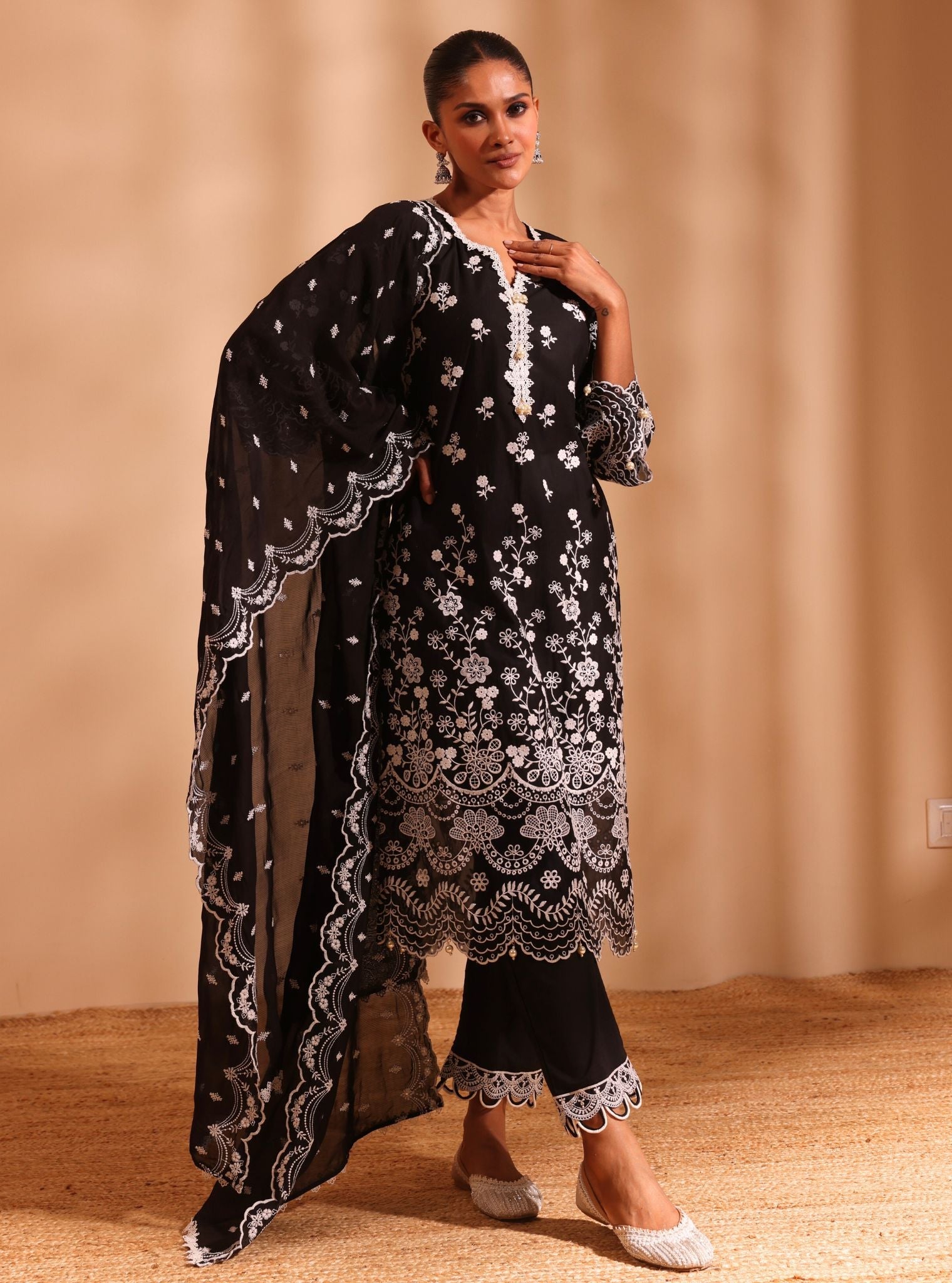 Suma Supima Cotton Black Kurta With Ilya Pant