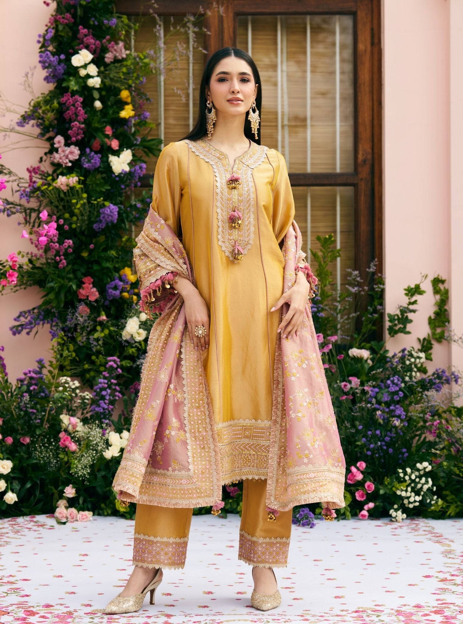 Shamili Tissue Yellow Kurta Set