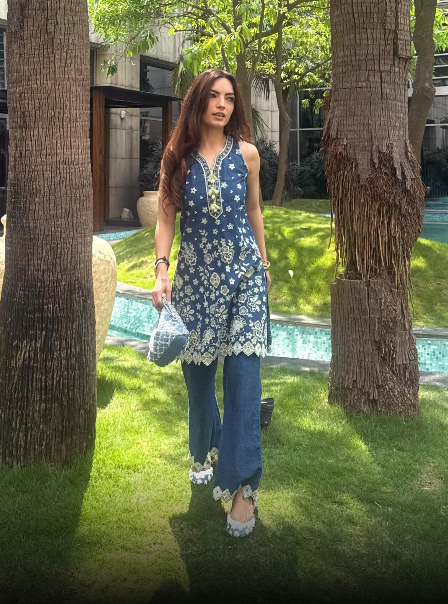 Mava Denim Kurta Set