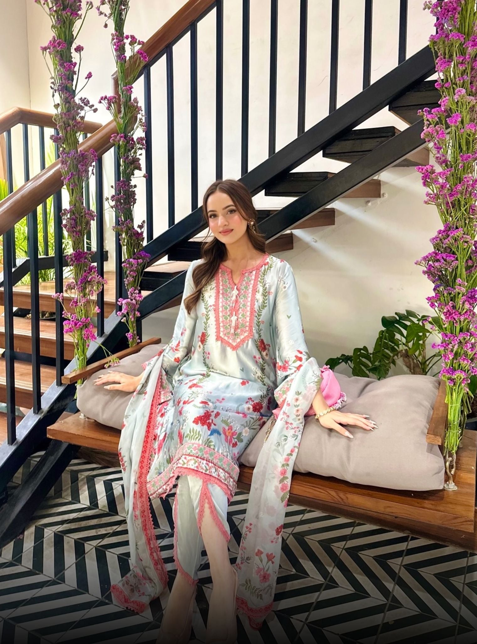 Aro Cupro Satin Blue Kurta Set