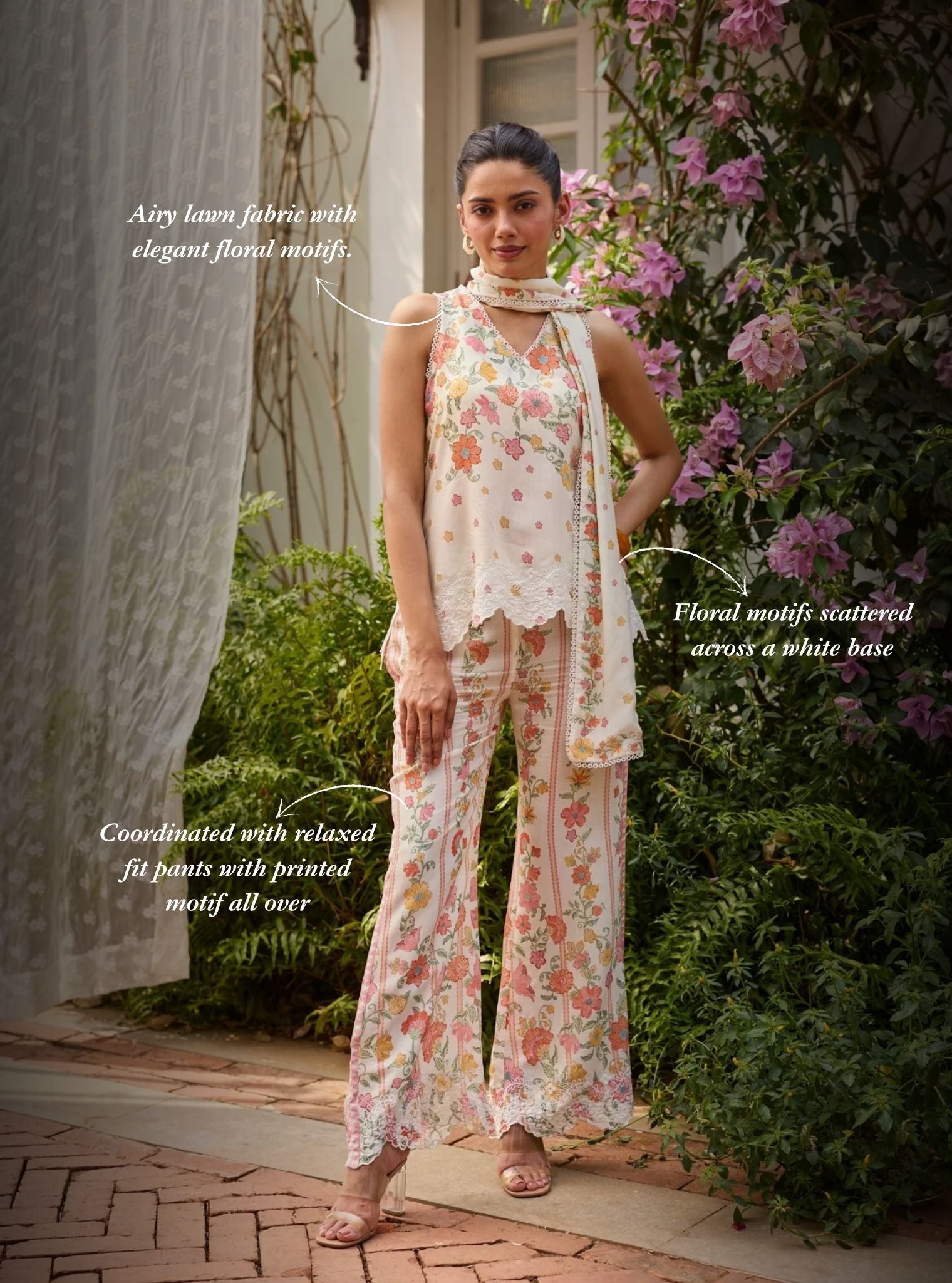 Akira Lawn Off White Co-ord Set