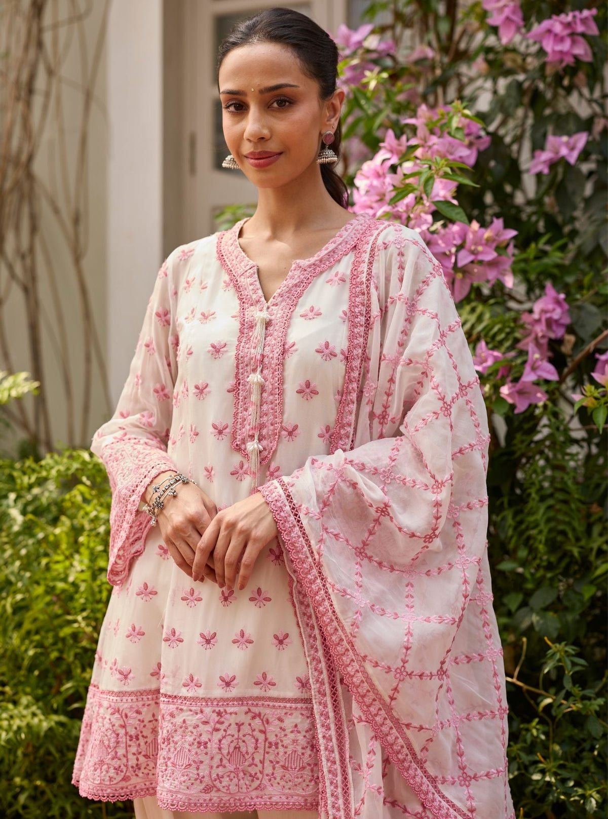 Taroa Organza Off White Kurta Set