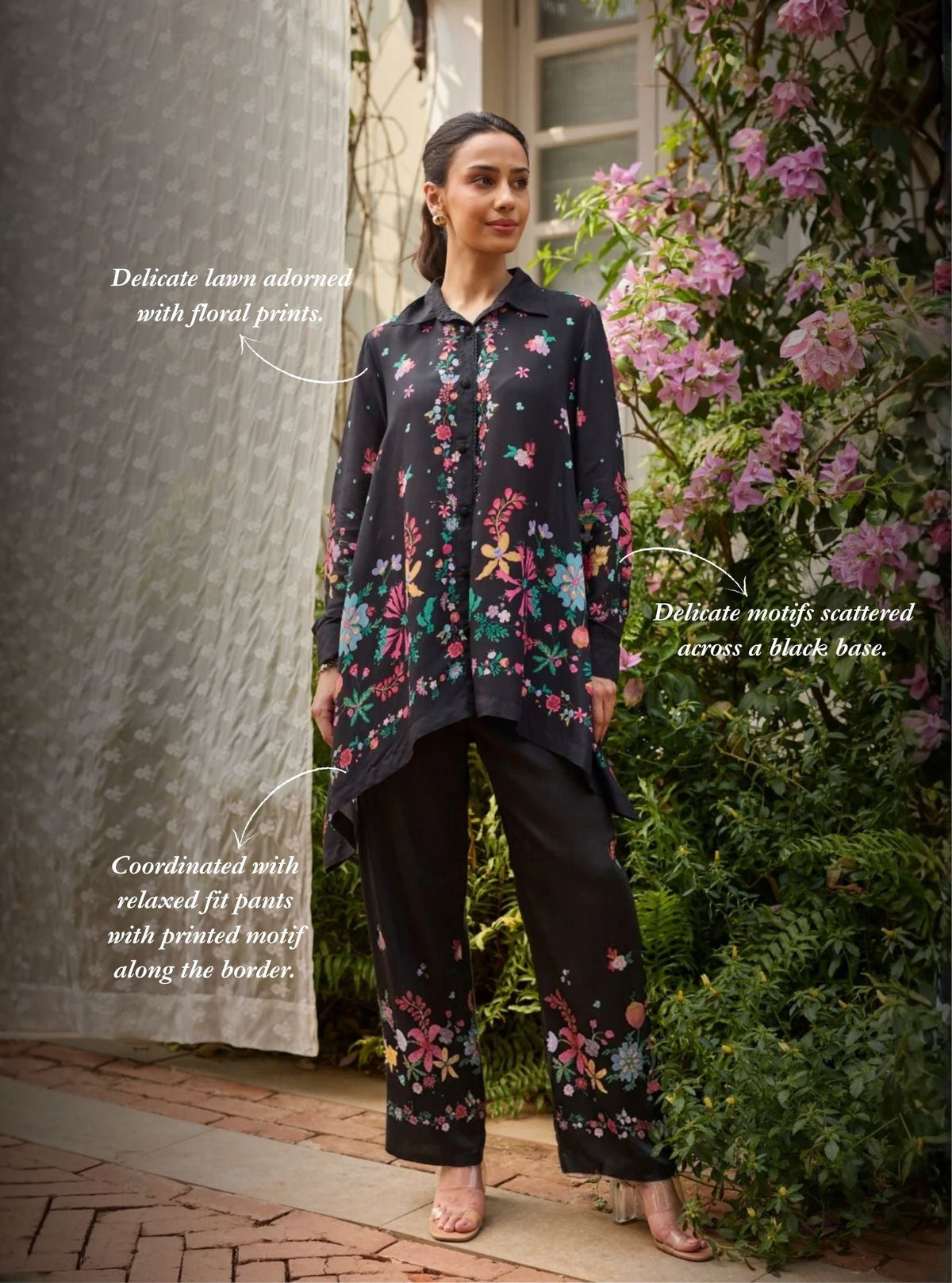 Adhvi Lawn Black Co-ord Set