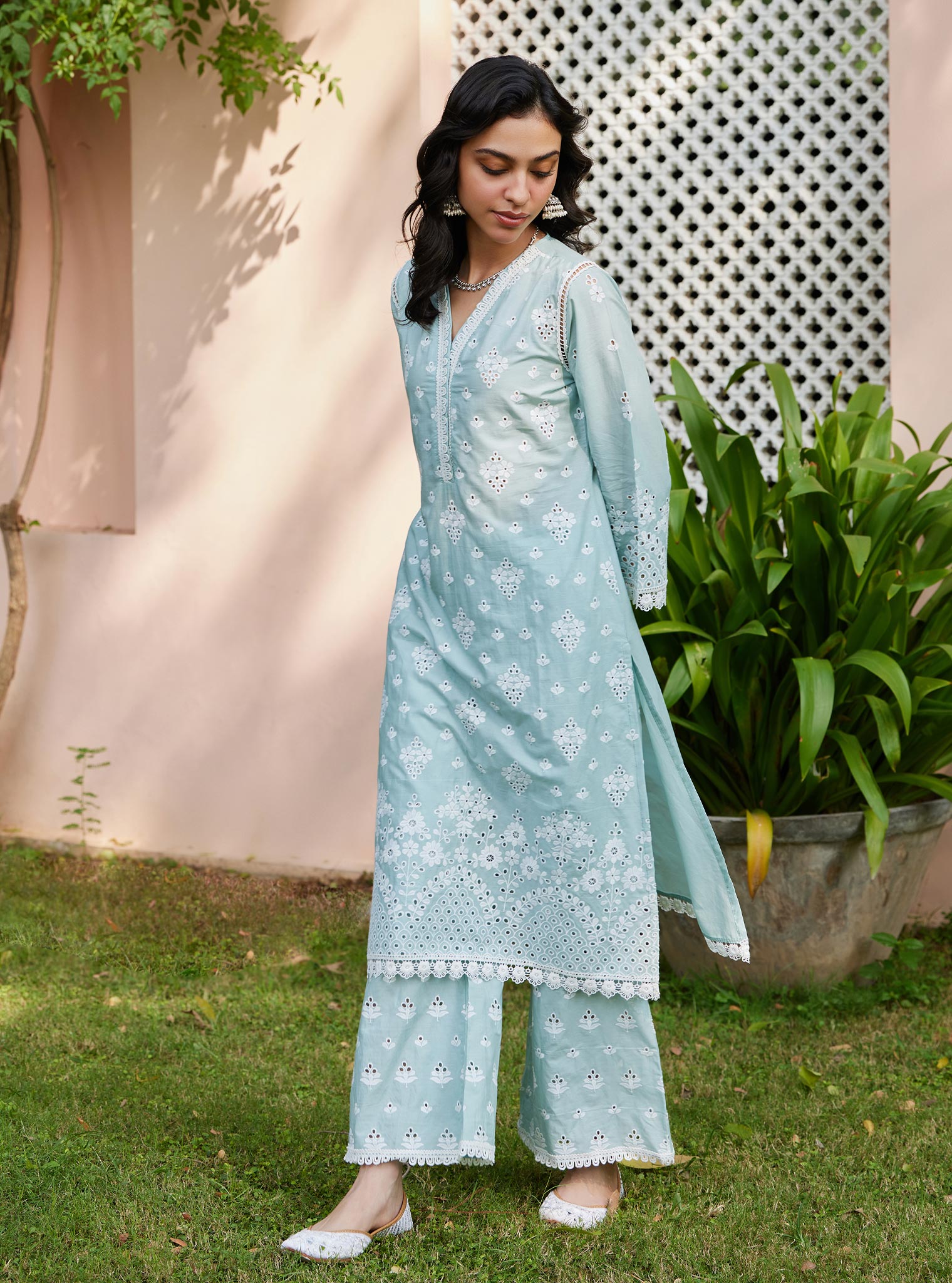 Mulmul Supima Cotton Peehu Light Blue Pant