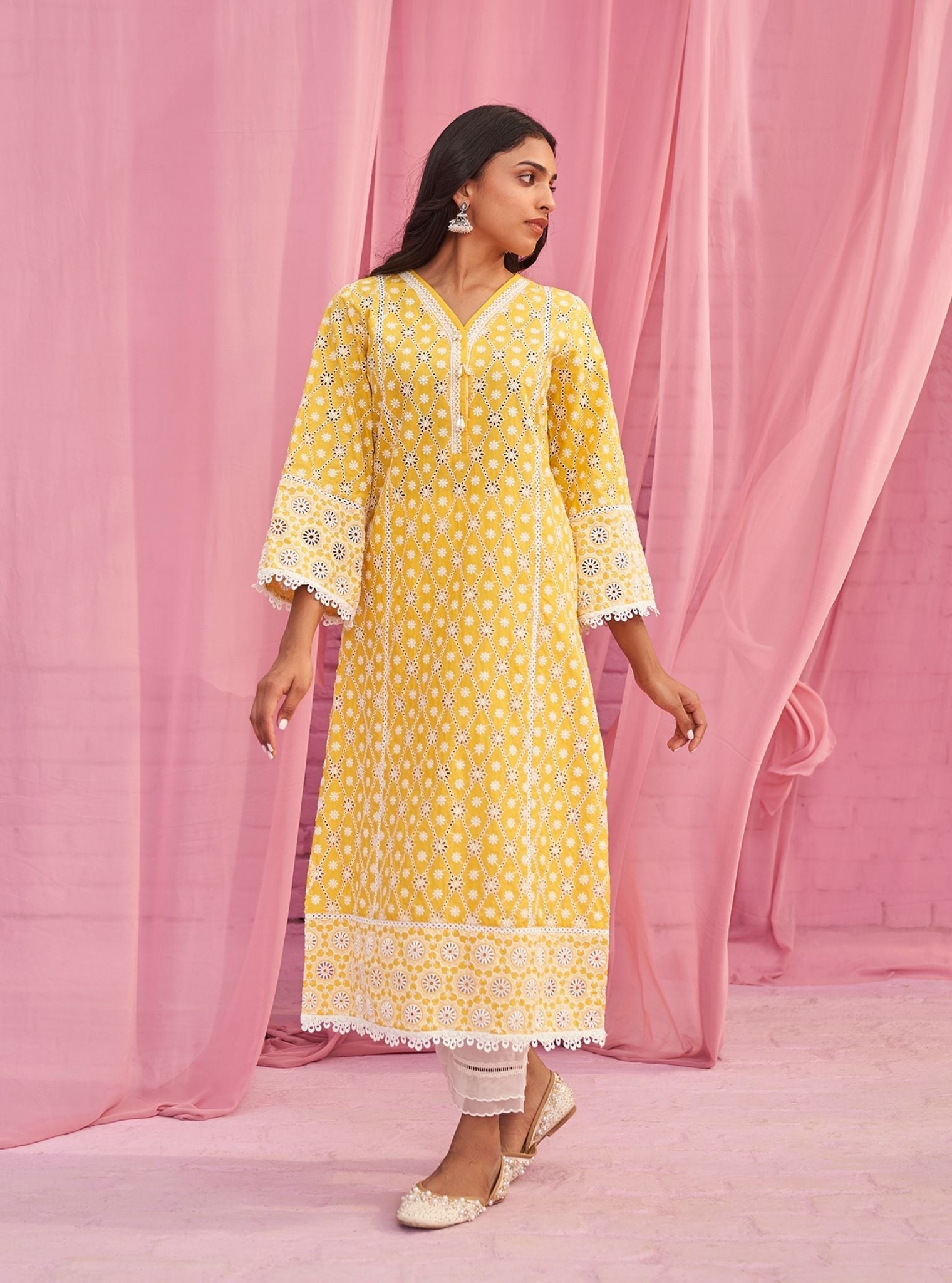 Mulmul Supima Cotton Asti Yellow Kurta