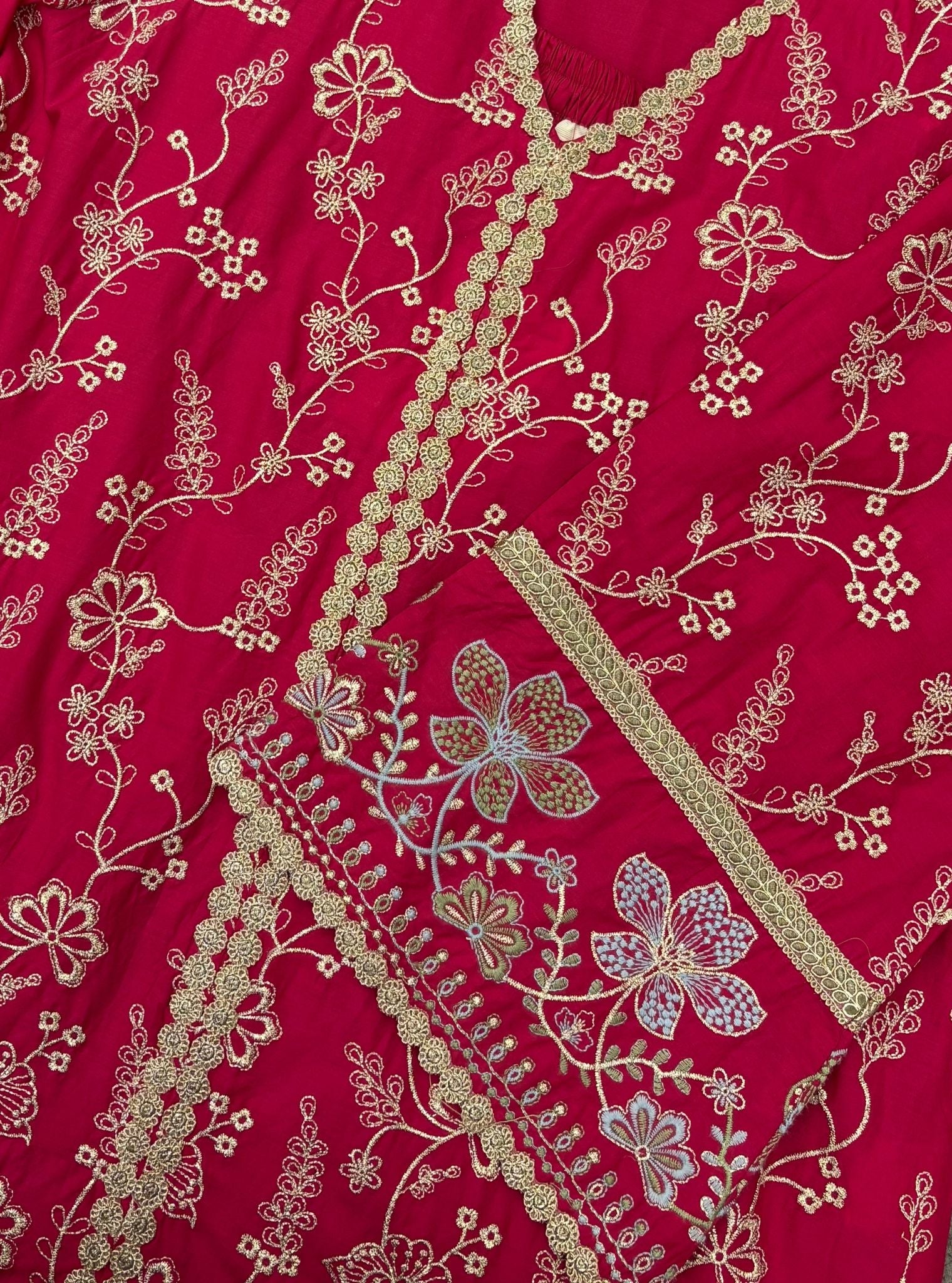Rina Supima Cotton Fuchsia Kurta with Fuchsia Dhoti Pant Set