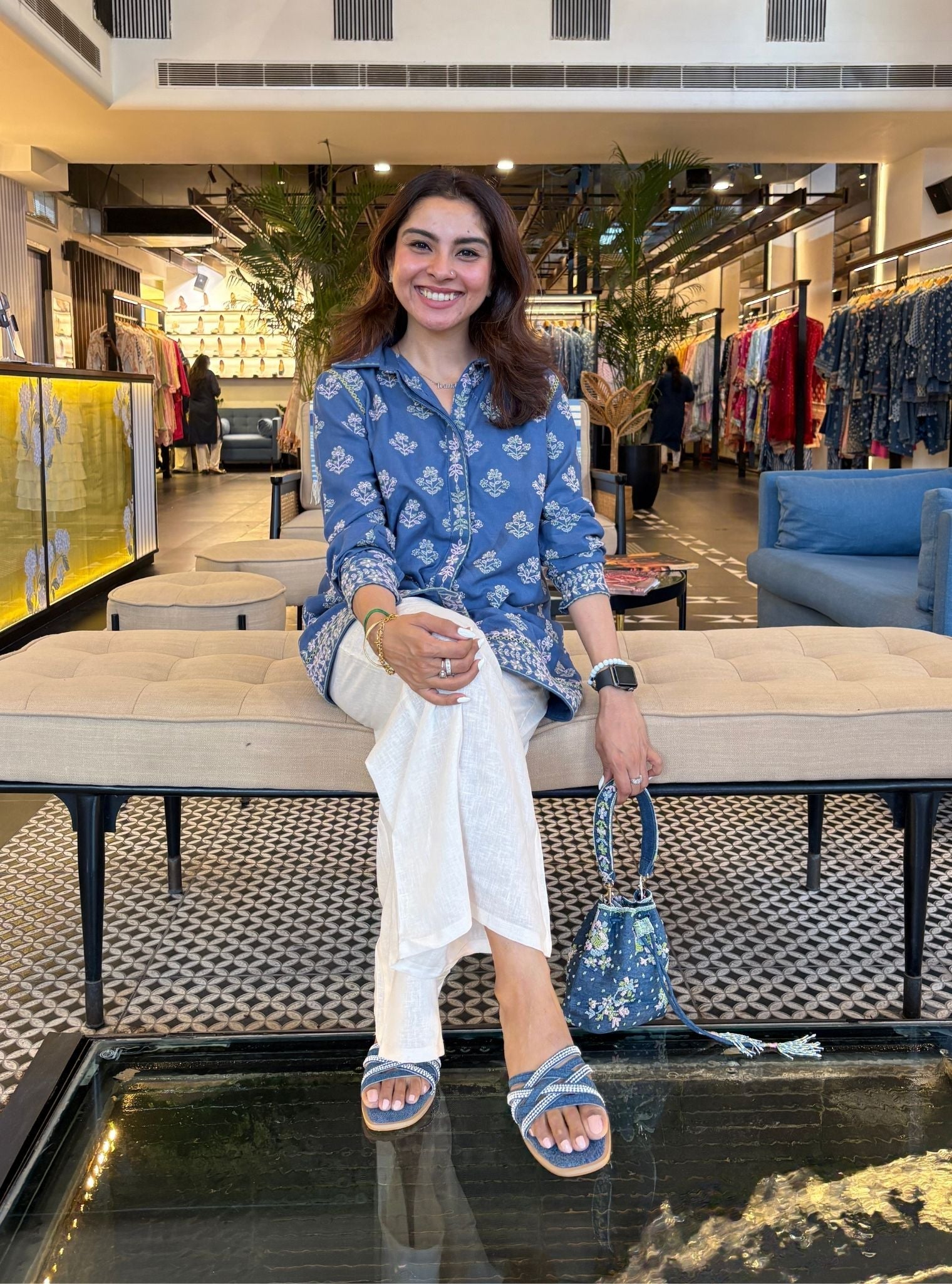 Vaani Linen Steel Blue Shirt with Saelys Pant