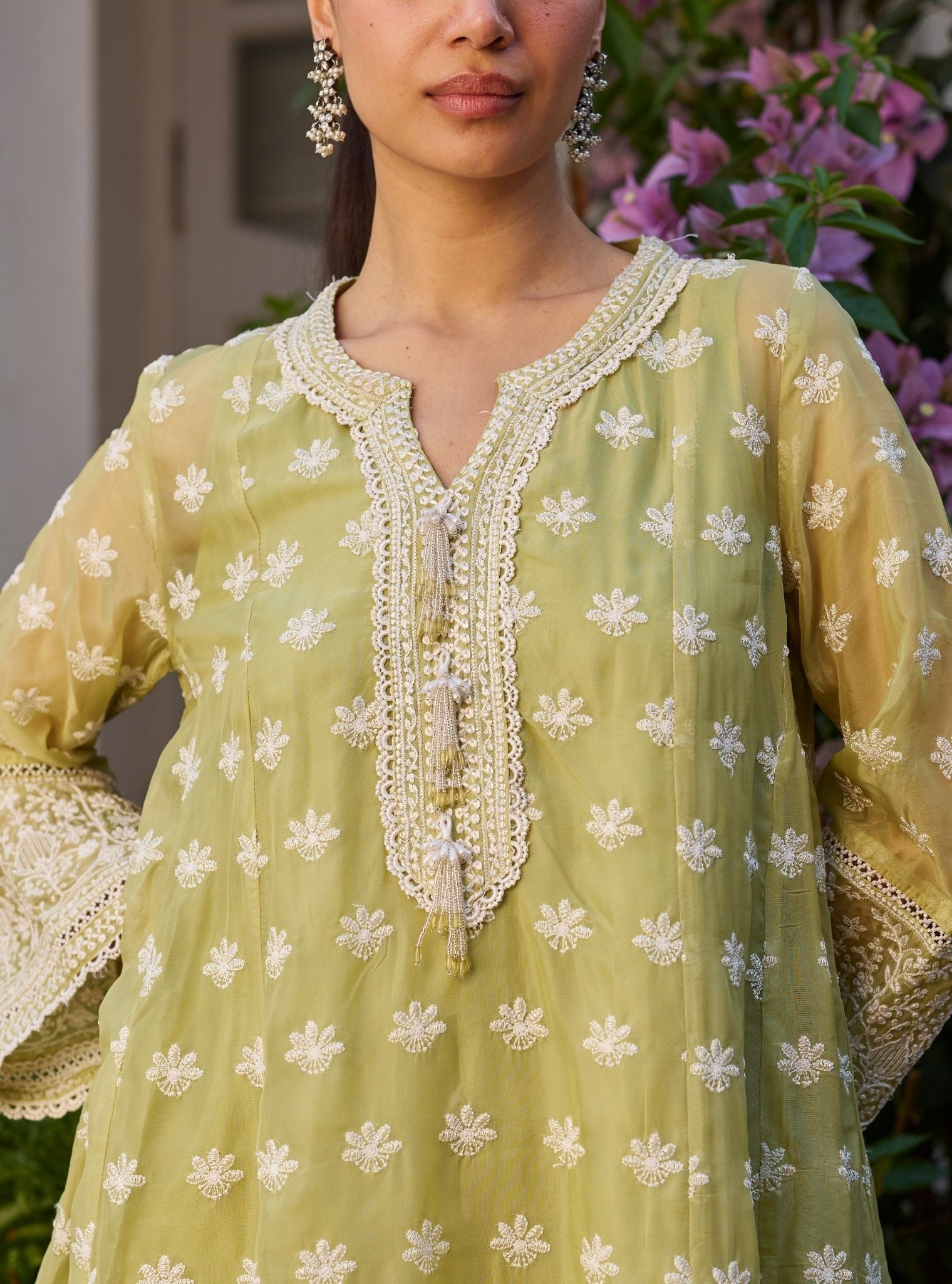 Taroa Organza Lime Kurta Set