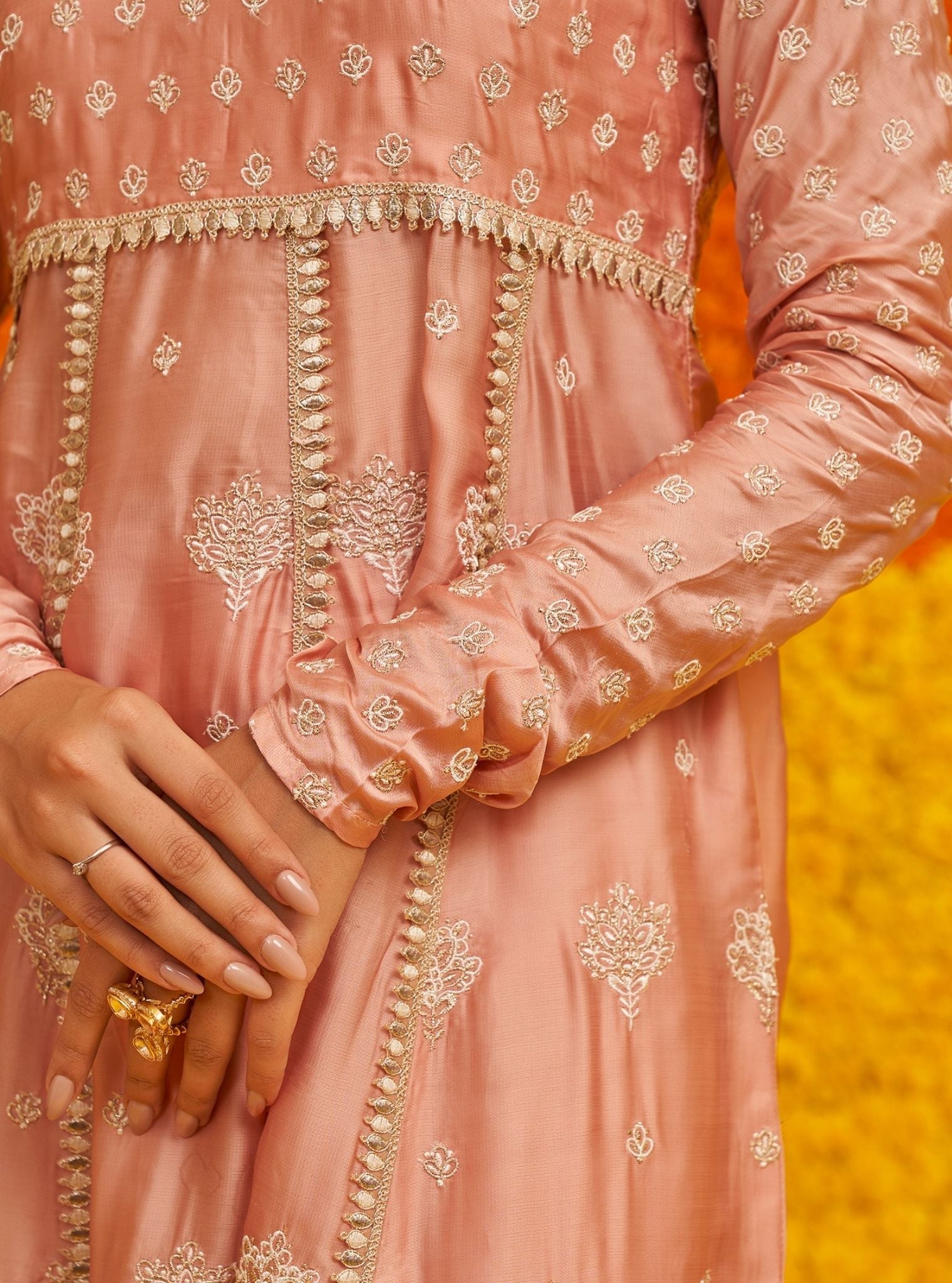 Palki Organza Satin Pink Kurta Set