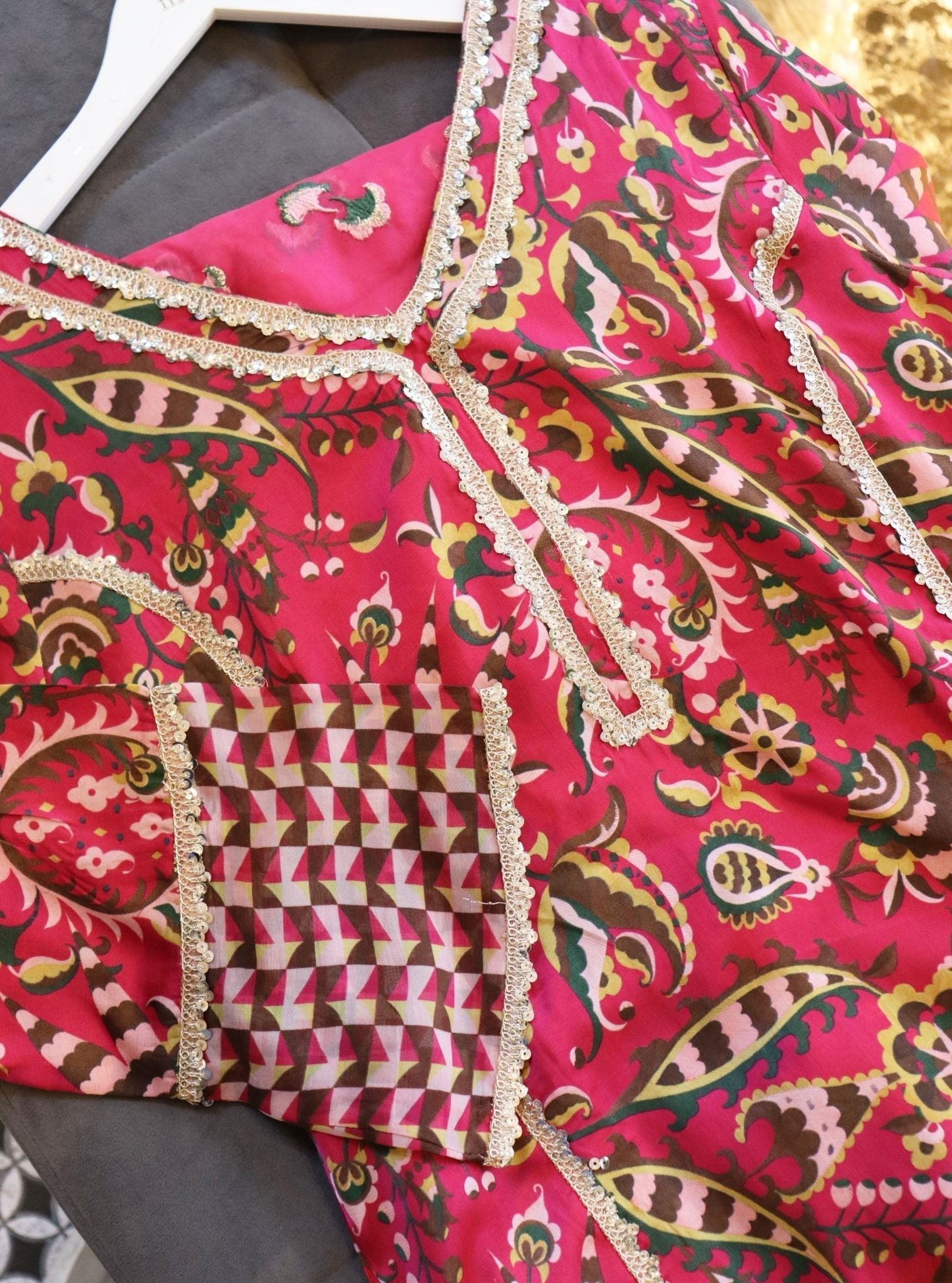 Mulmul Cupro Selah Fuchsia Kurta