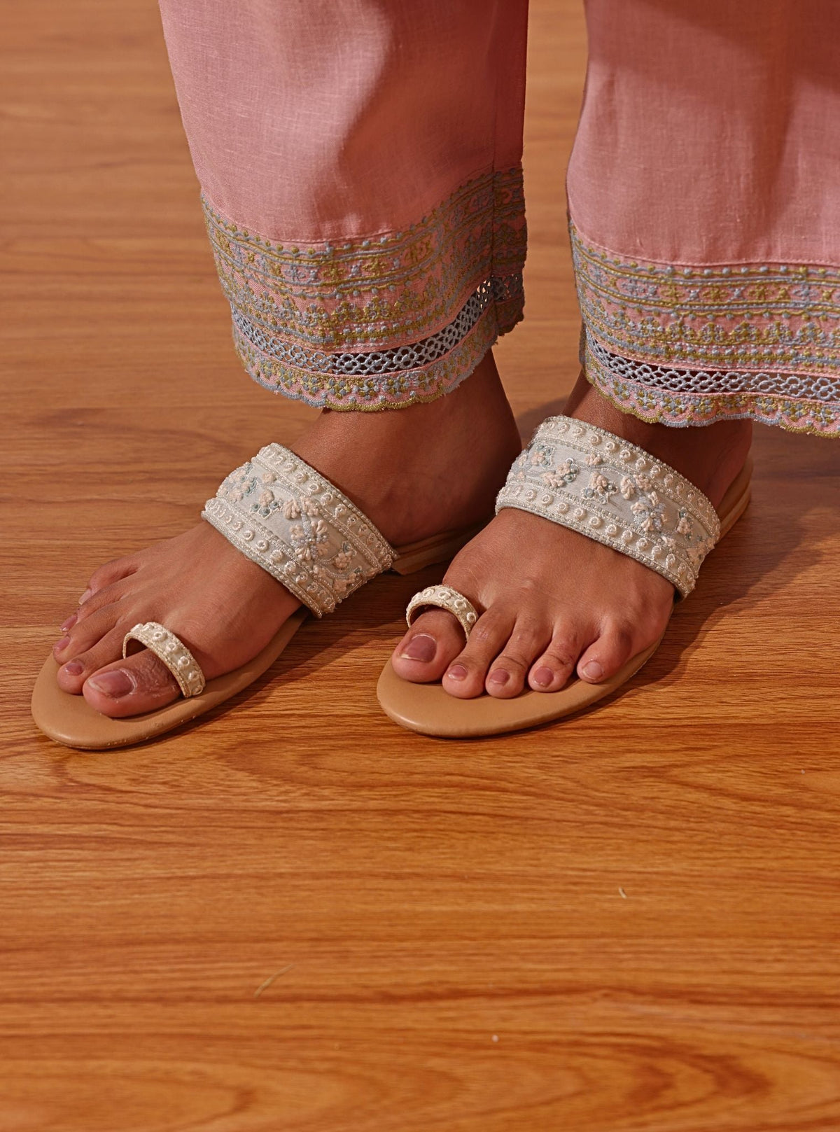 Uroob Sky Blue Vegan Kohlapuri Flats