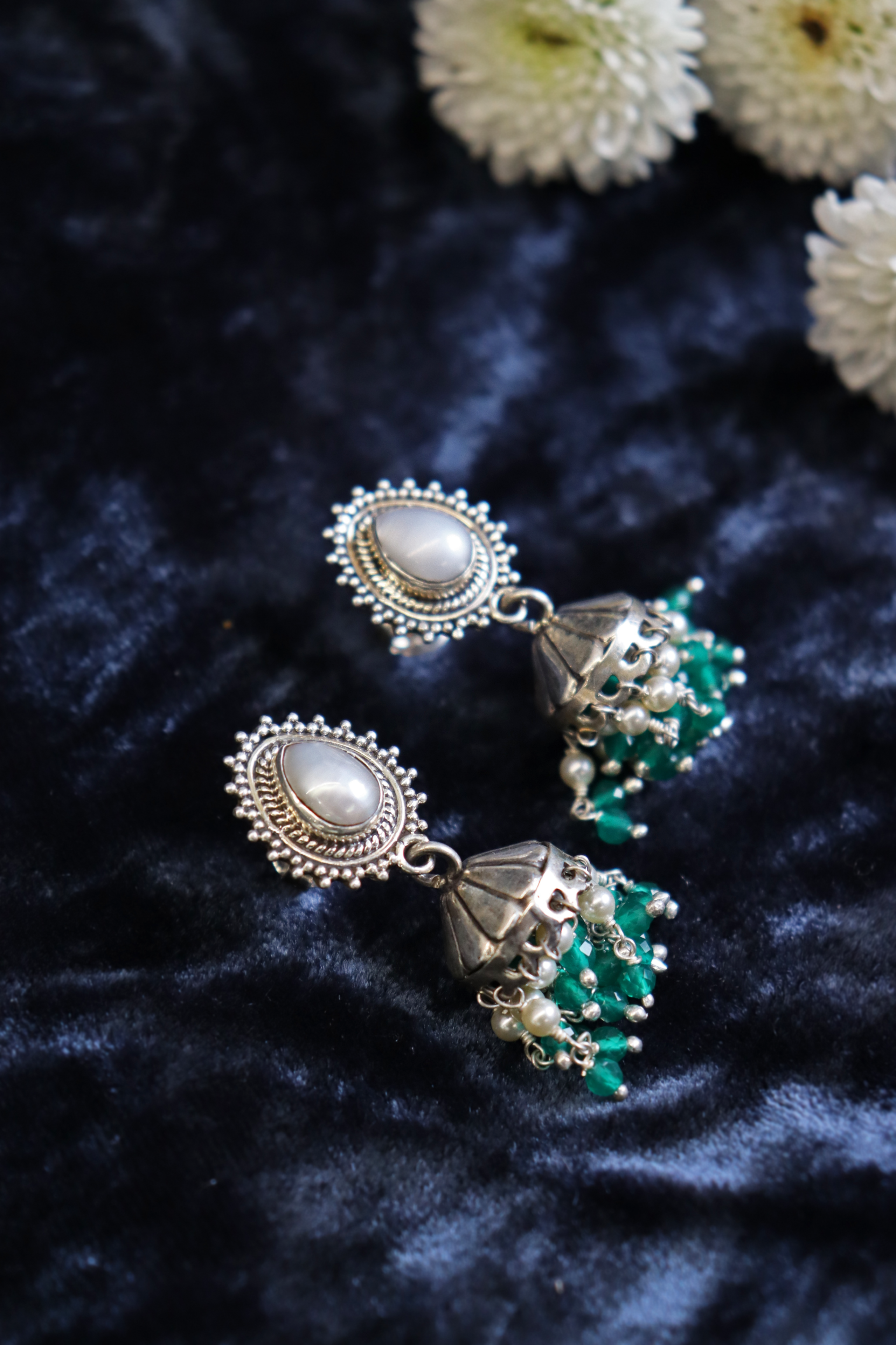 Pure Silver Gul L.Green Earrings