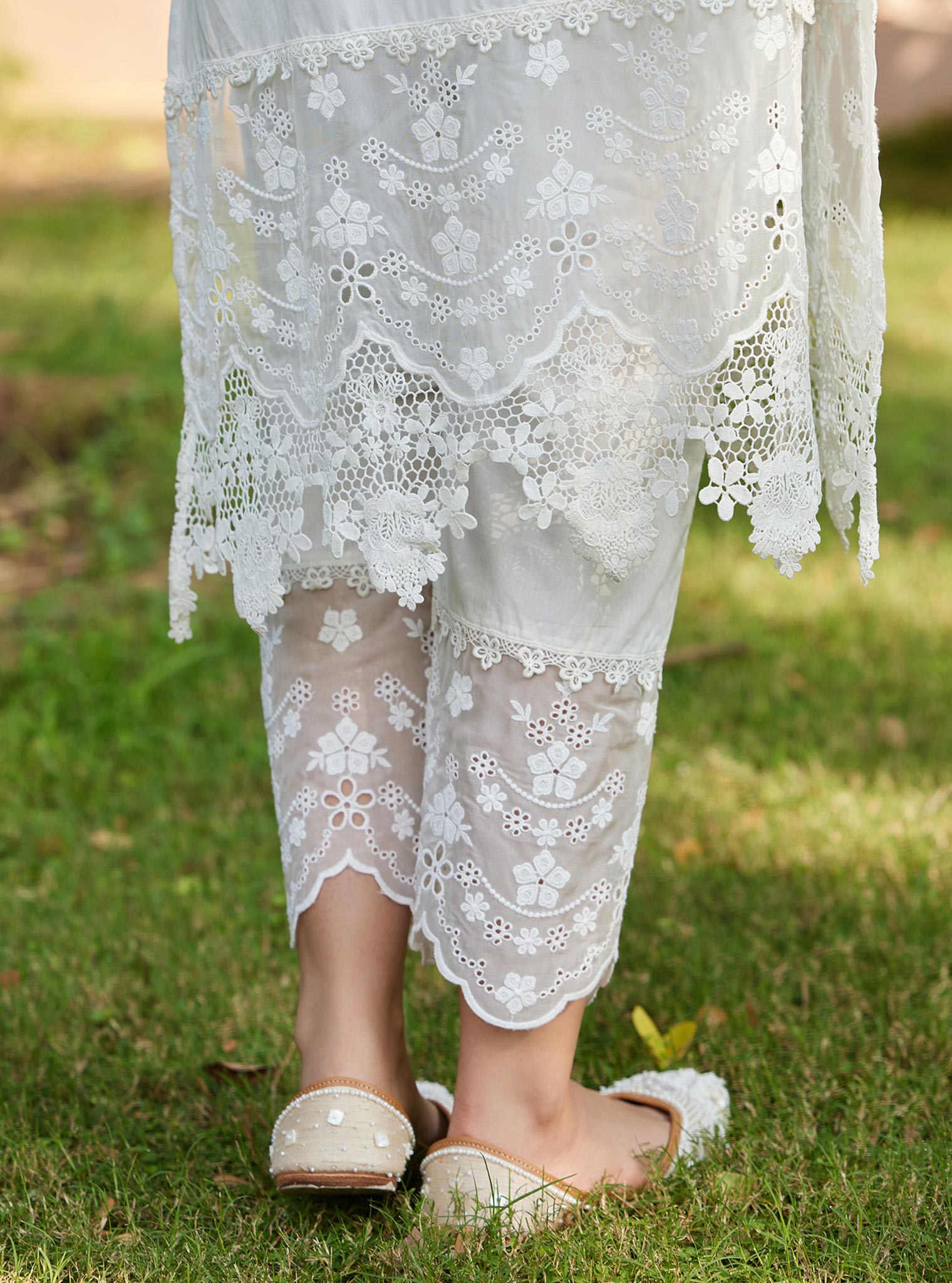 Mulmul Supima Cotton Reeva Off White Pant