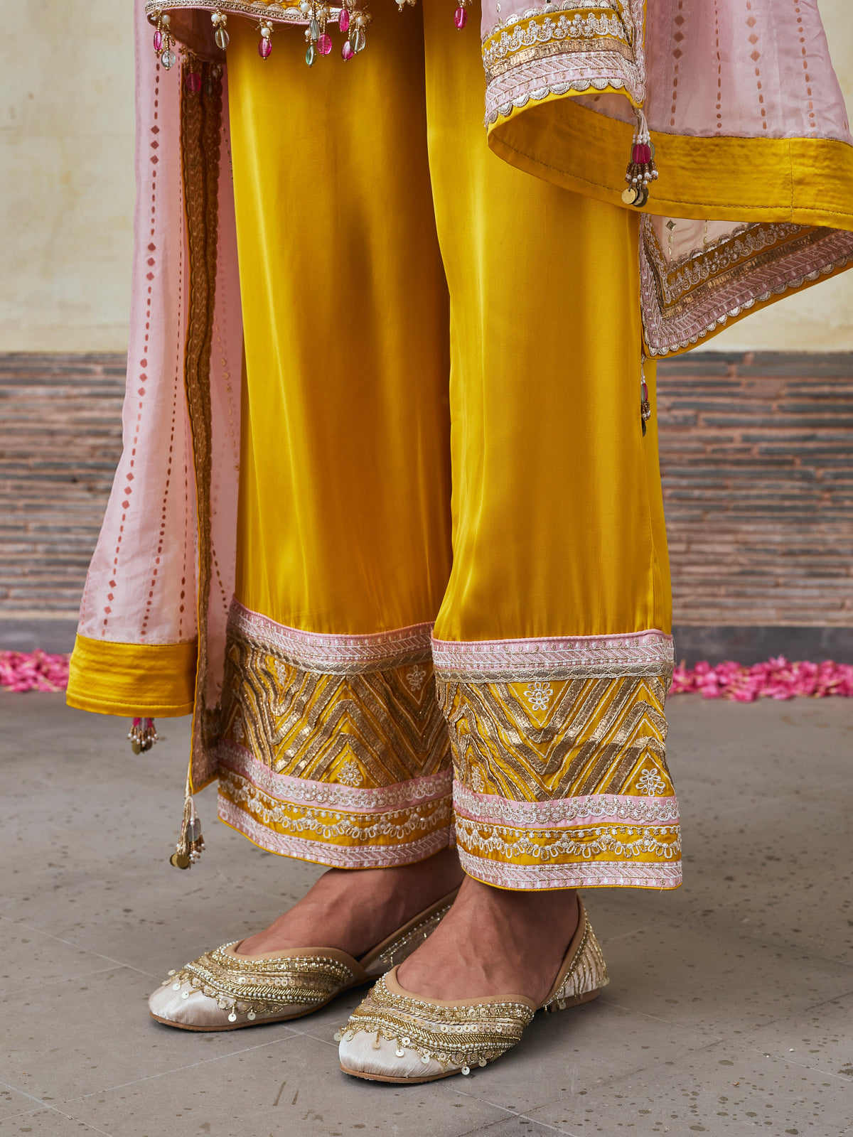 Maeri Cupro Satin Mustard Kurta Set