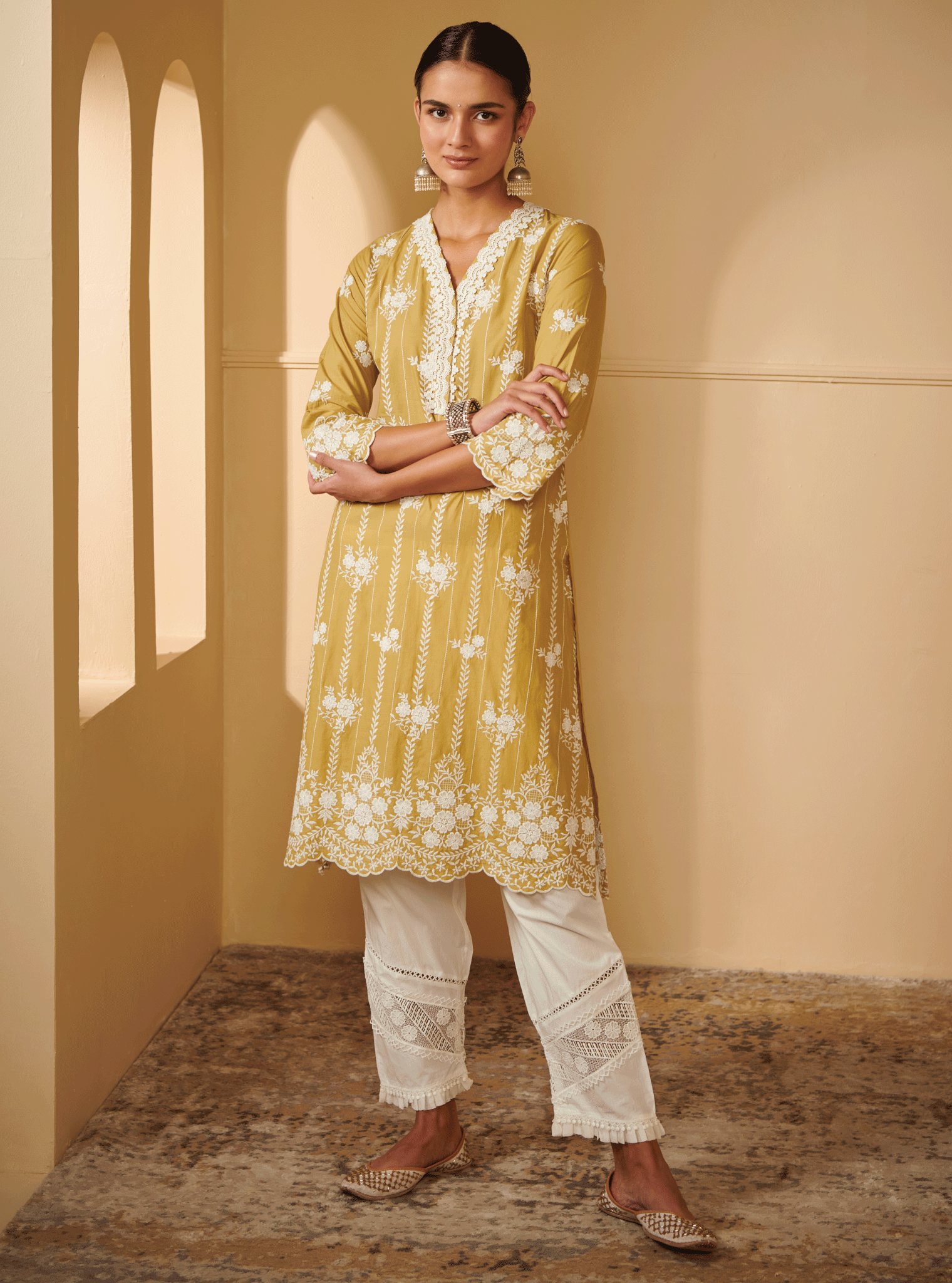 Mulmul Supima Cotton Dhansiri Green Kurta