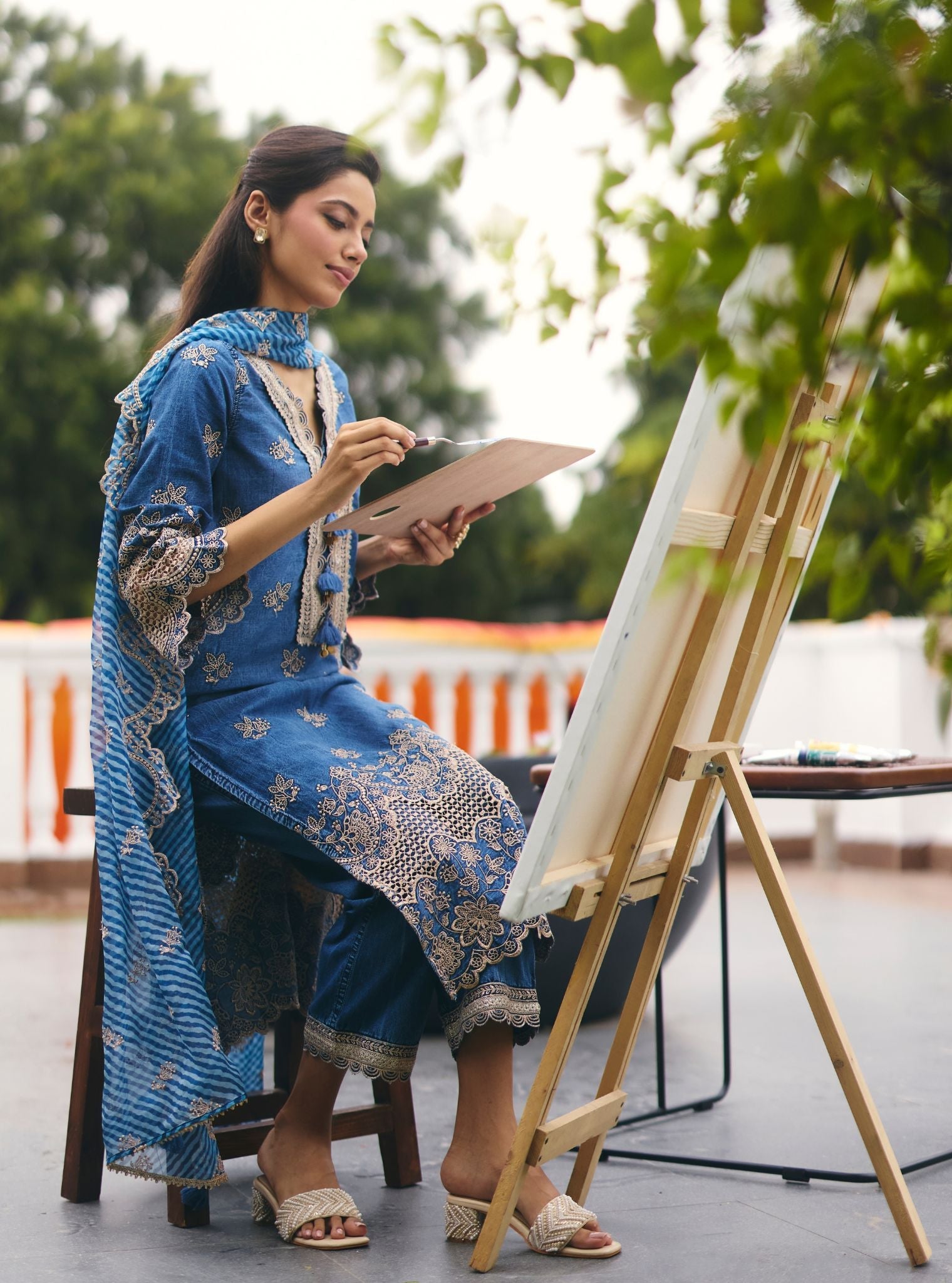 Luri Denim Kurta Set