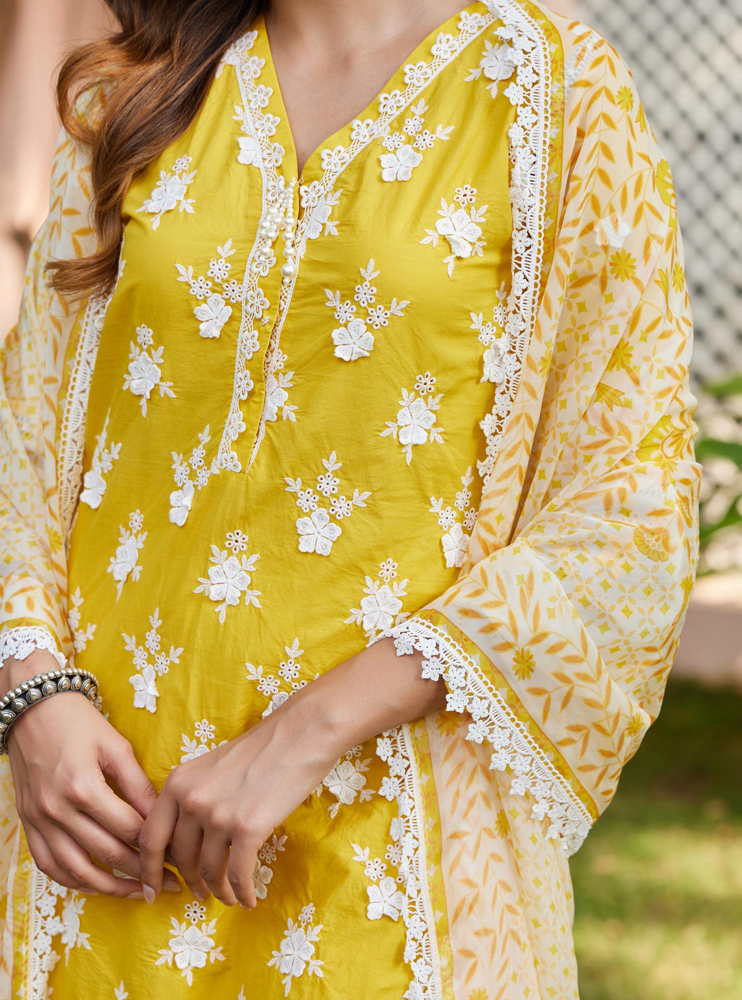 Mulmul Supima Cotton Reeva Yellow Kurta