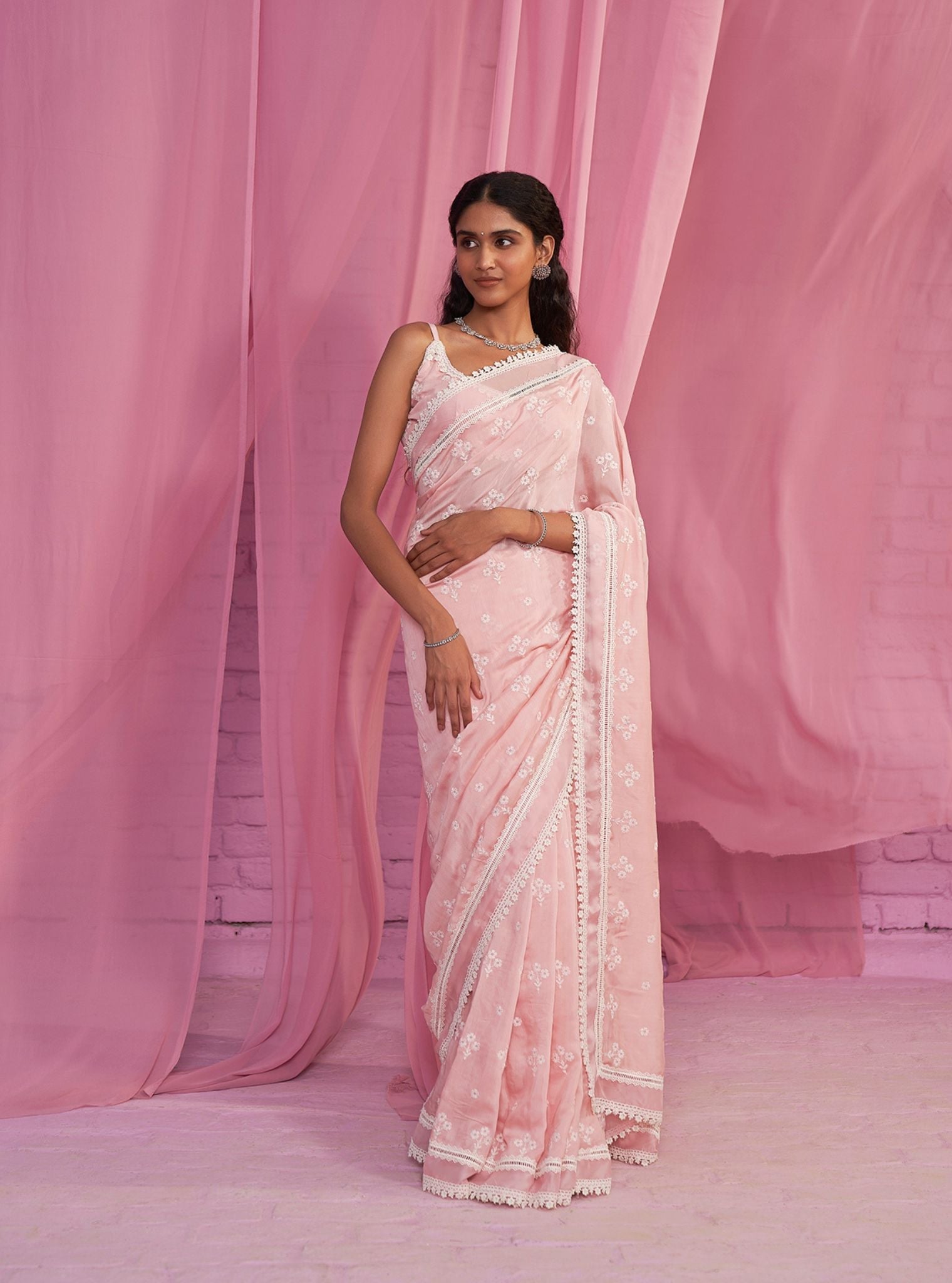 Mulmul Silk Annika Light Pink Saree