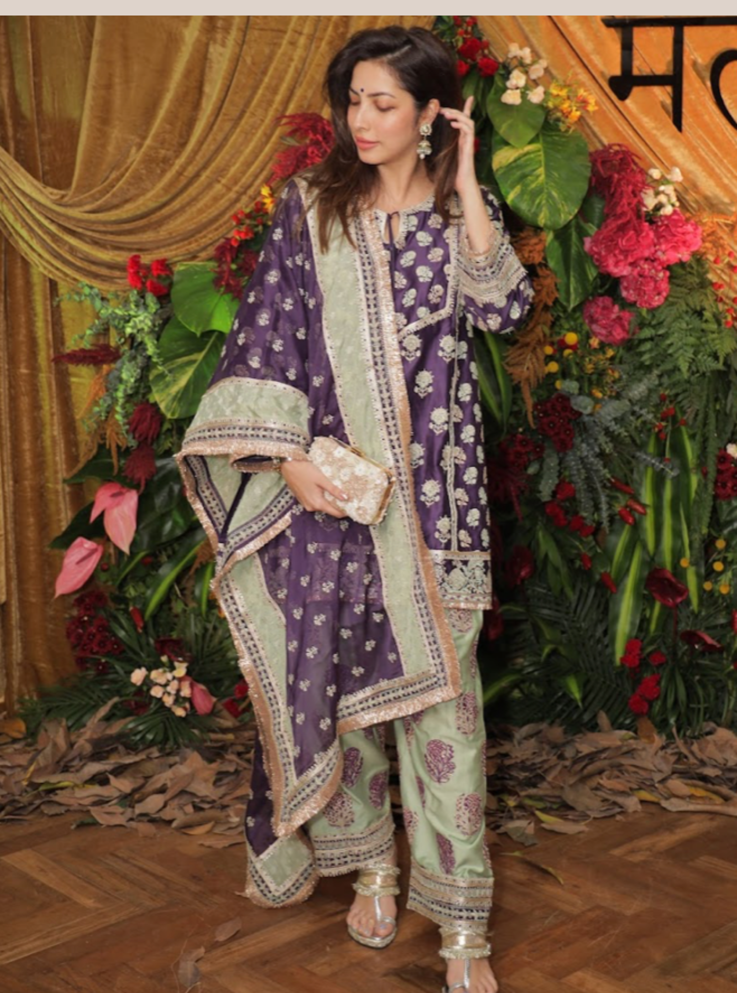 Mulmul Pima Satin Aphinya Purple Kurta With Mulmul Pima Satin Aphinya Purple Pant