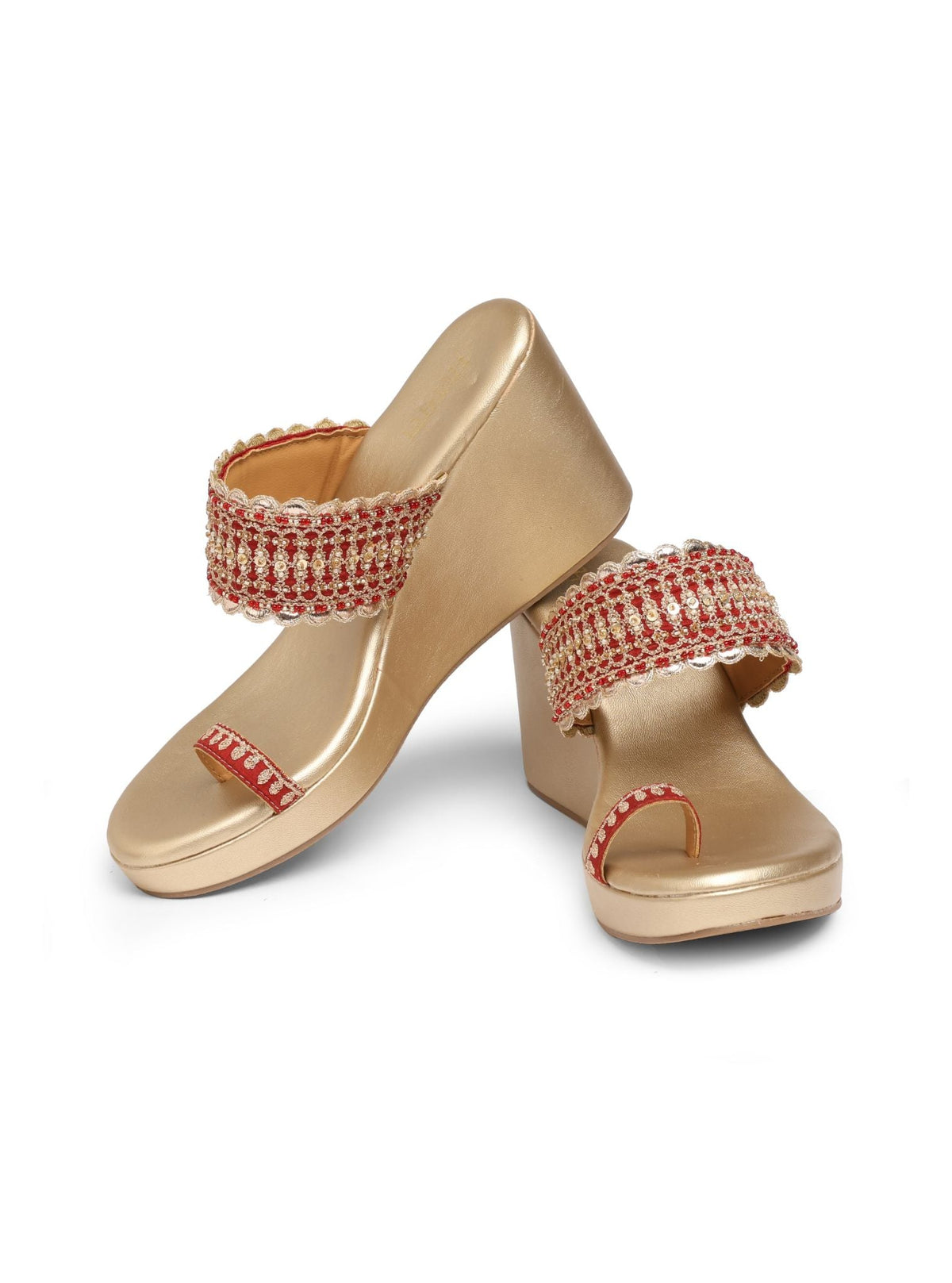 Stand by me Red Vegan Wedge Heel