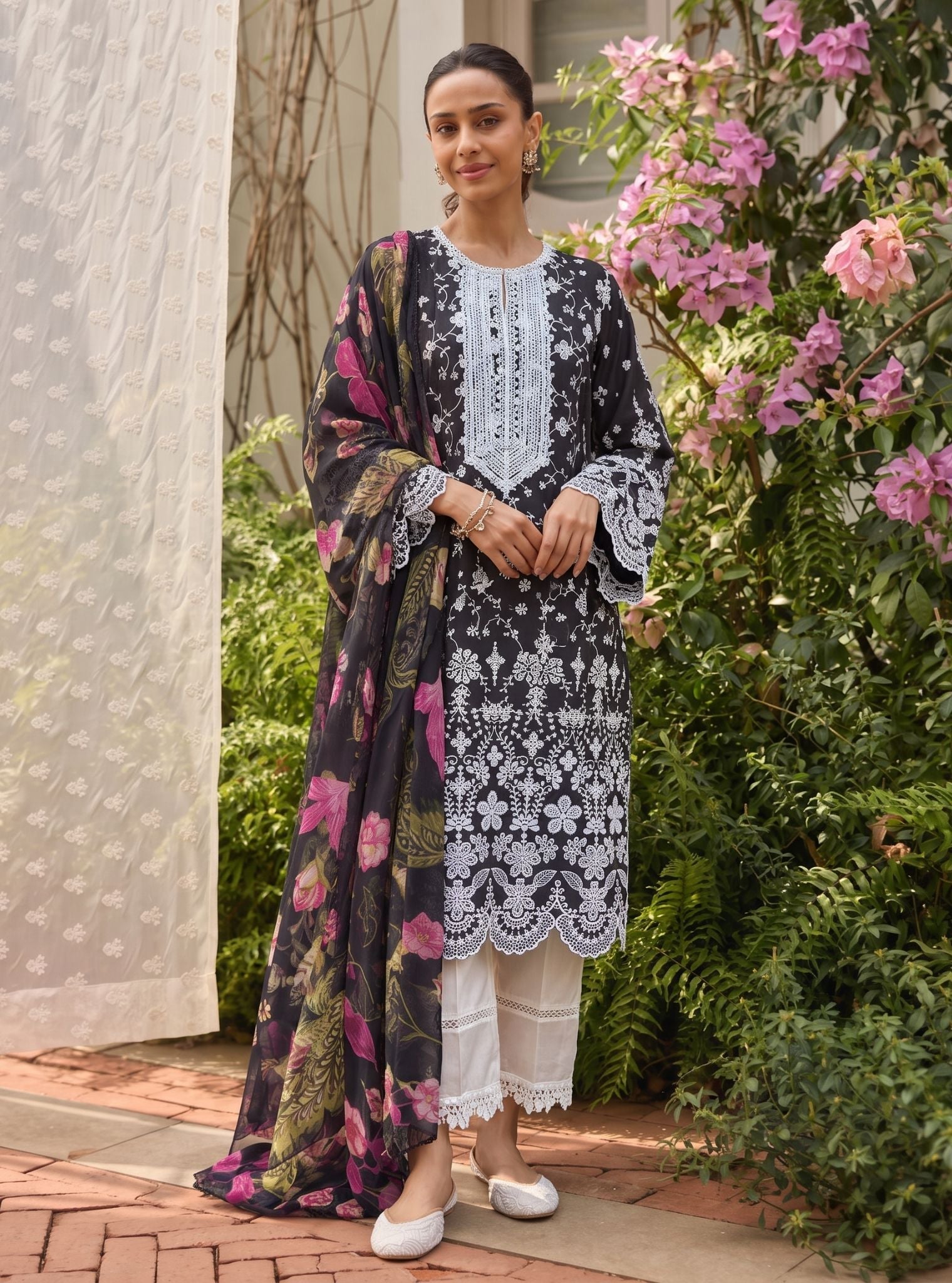 Gauri Supima Cotton Black Kurta Set