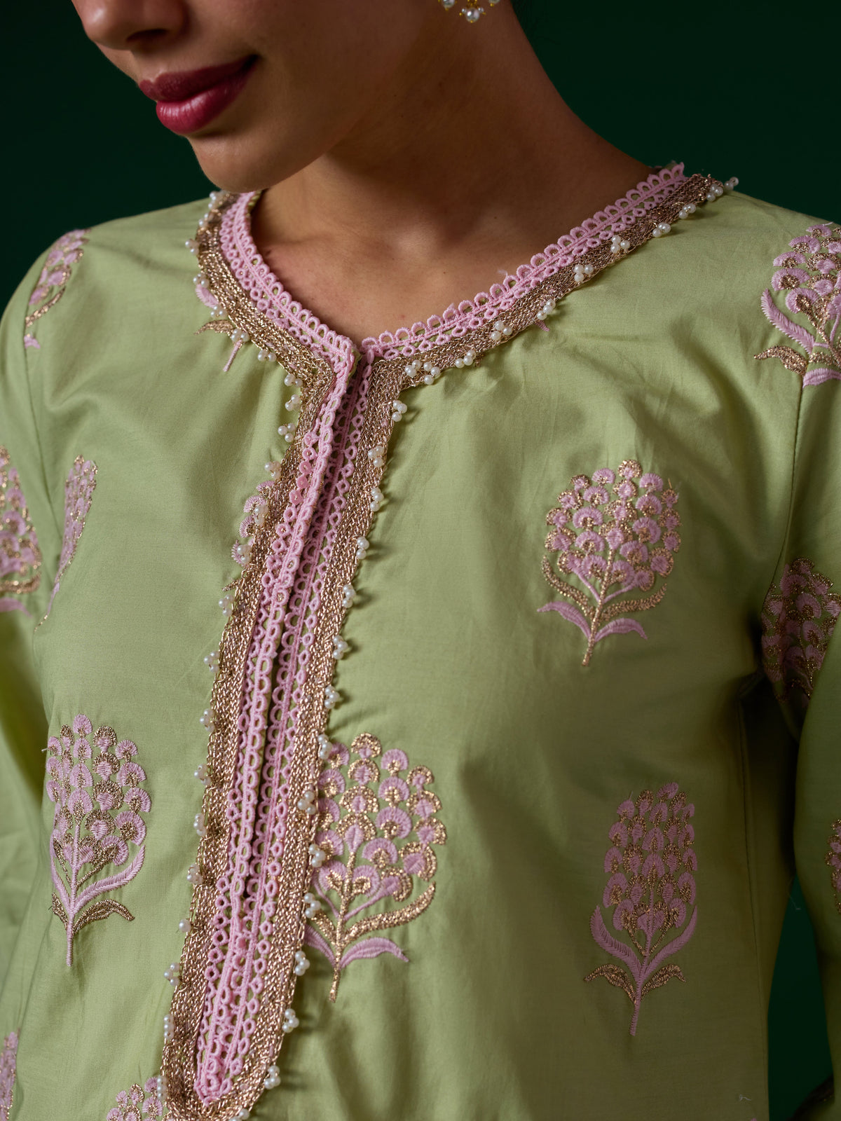 Amira Supima Cotton Green Kurta Set