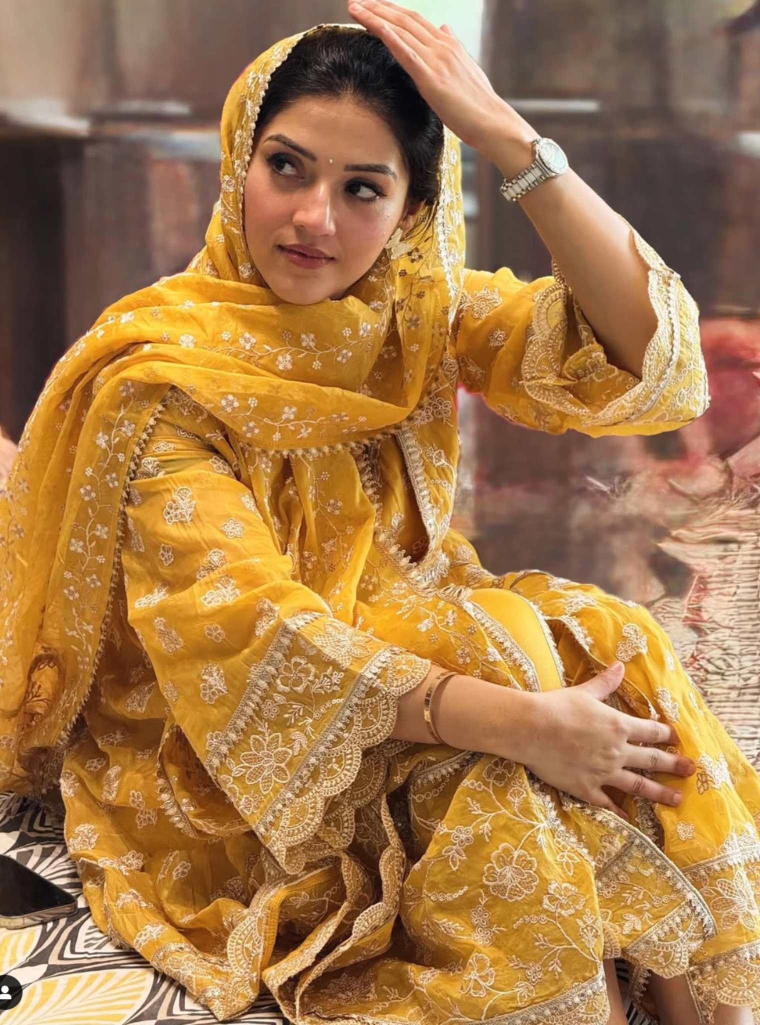 Mulmul Organza Gaatha Yellow Dupatta