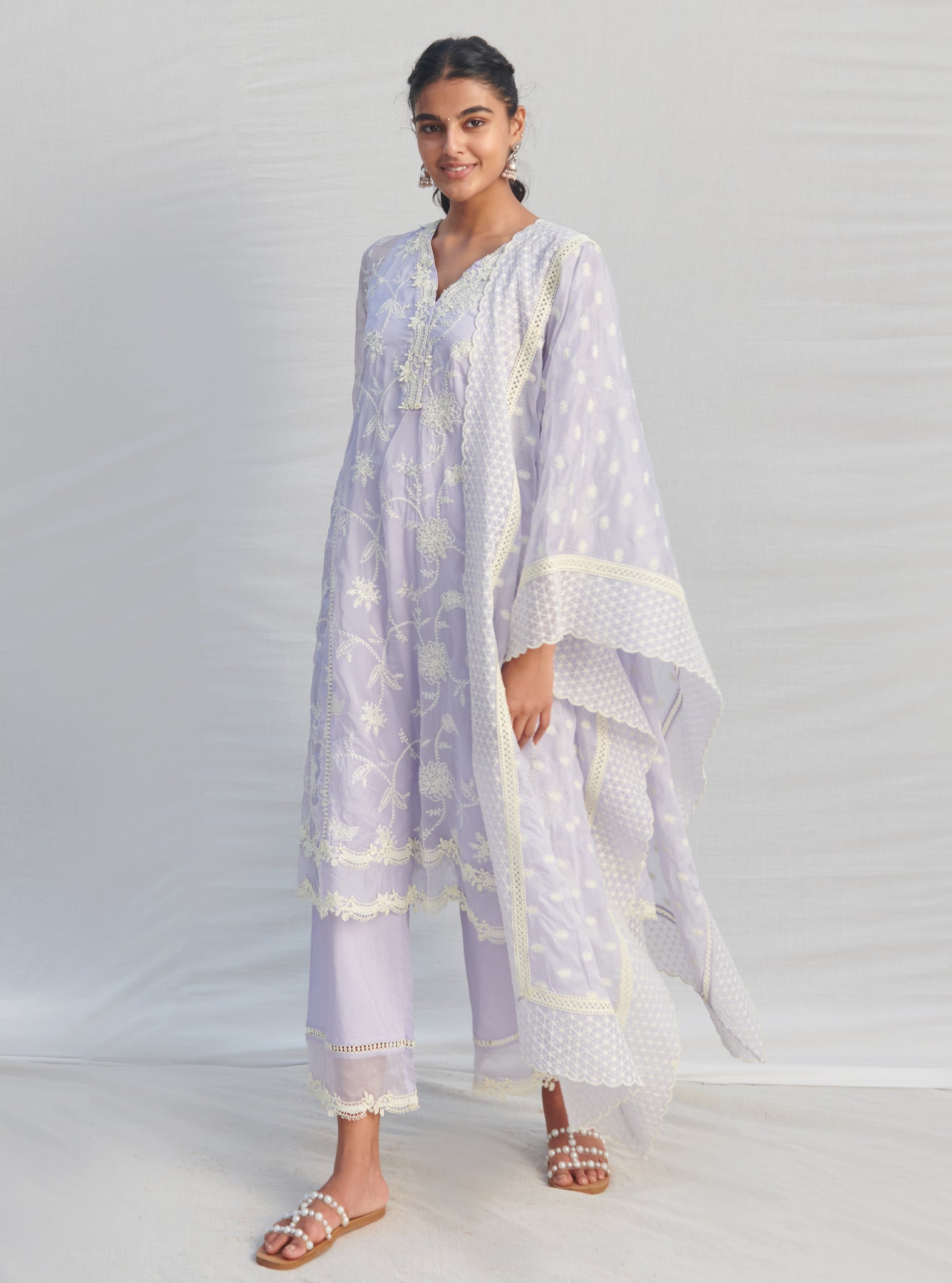 Mulmul Supima Cotton Marcel Lilac Dupatta