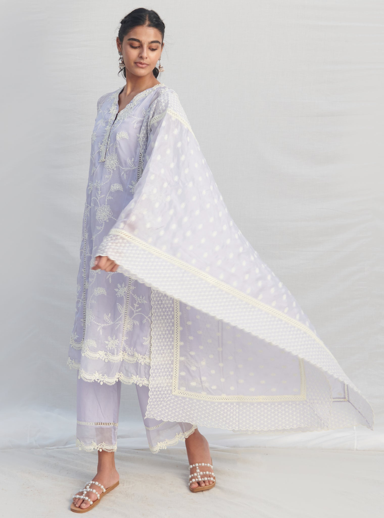 Mulmul Supima Cotton Marcel Lilac Dupatta