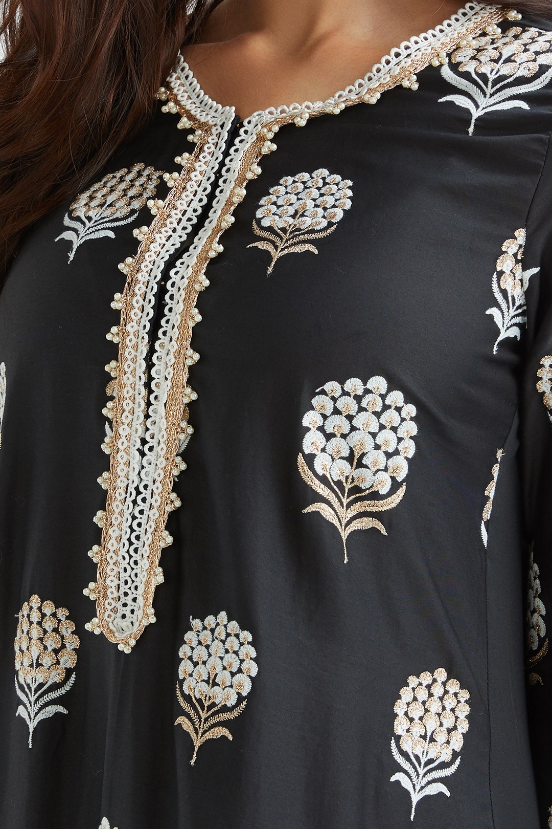 Amira Supima Satin Black Kurta Set