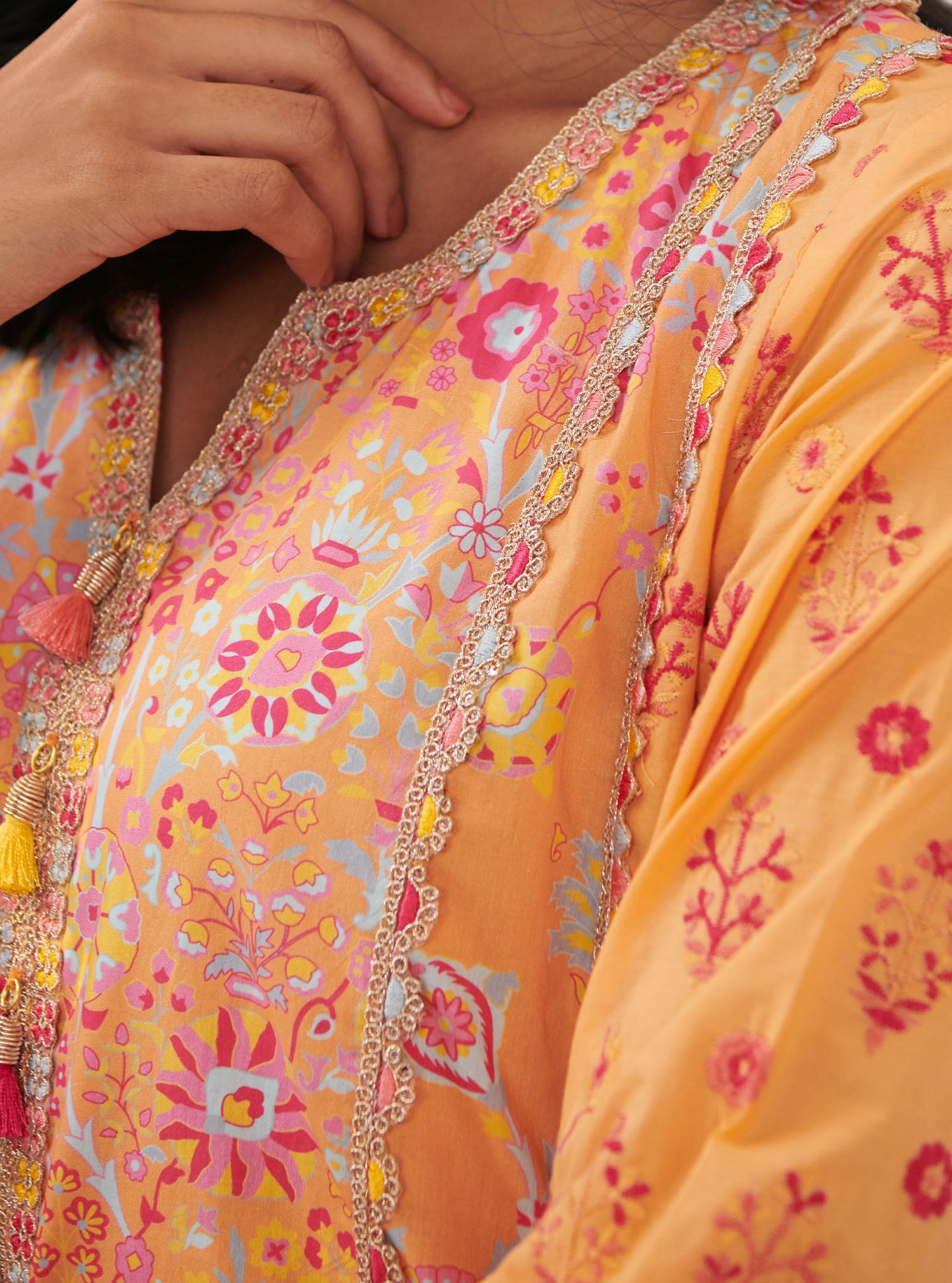 Mulmul Supima Cotton Avery Orange Kurta