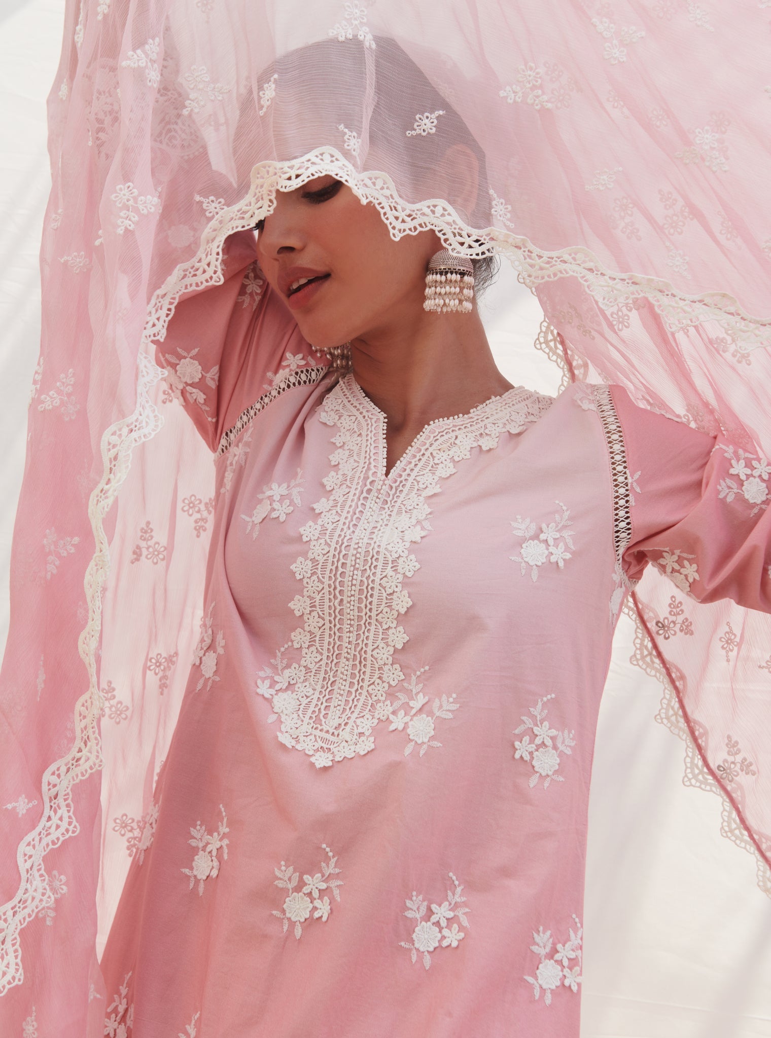 Mulmul Supima Cotton Mayem Pink Dupatta