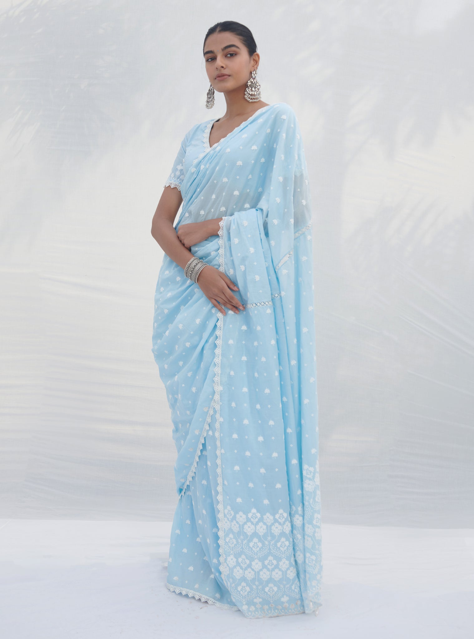 Chikli Supima Cotton Blue Saree