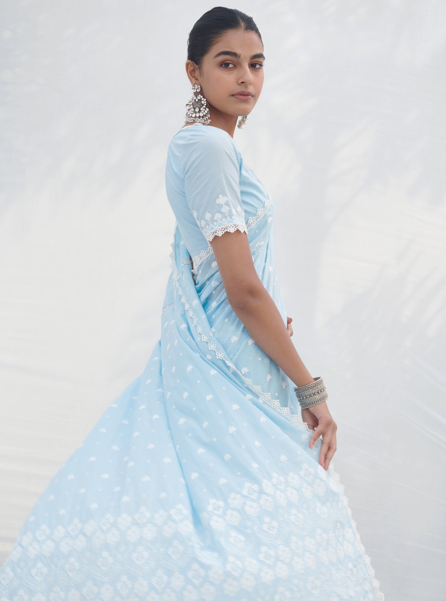 Chikli Supima Cotton Blue Saree