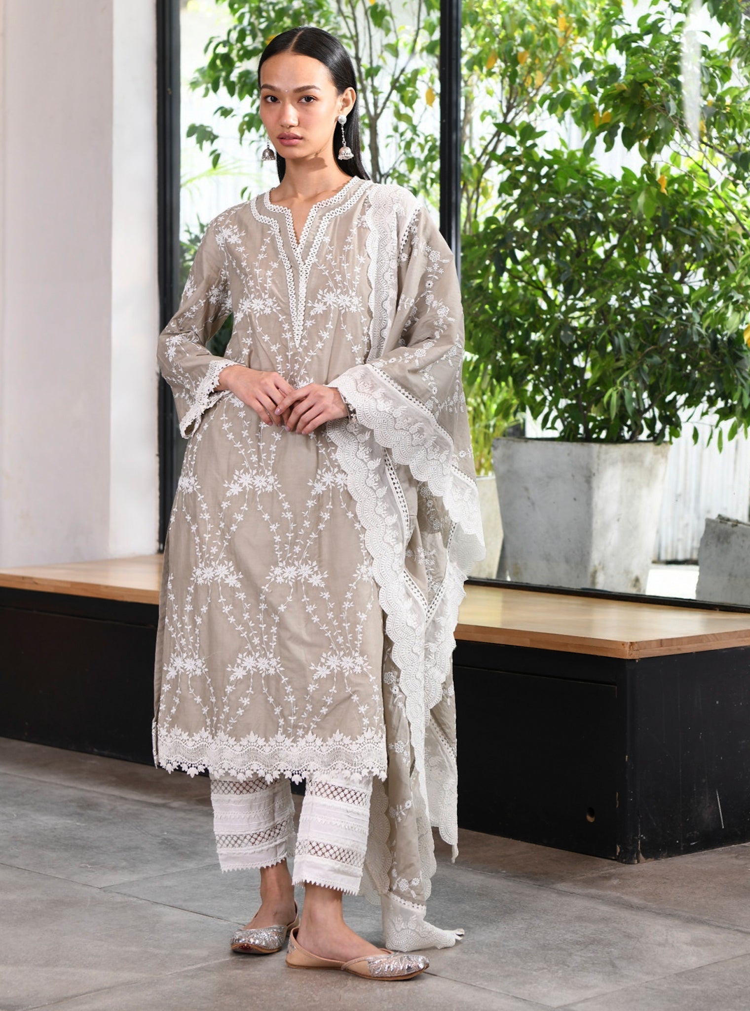 Cindy Supima Cotton Grey Kurta Set
