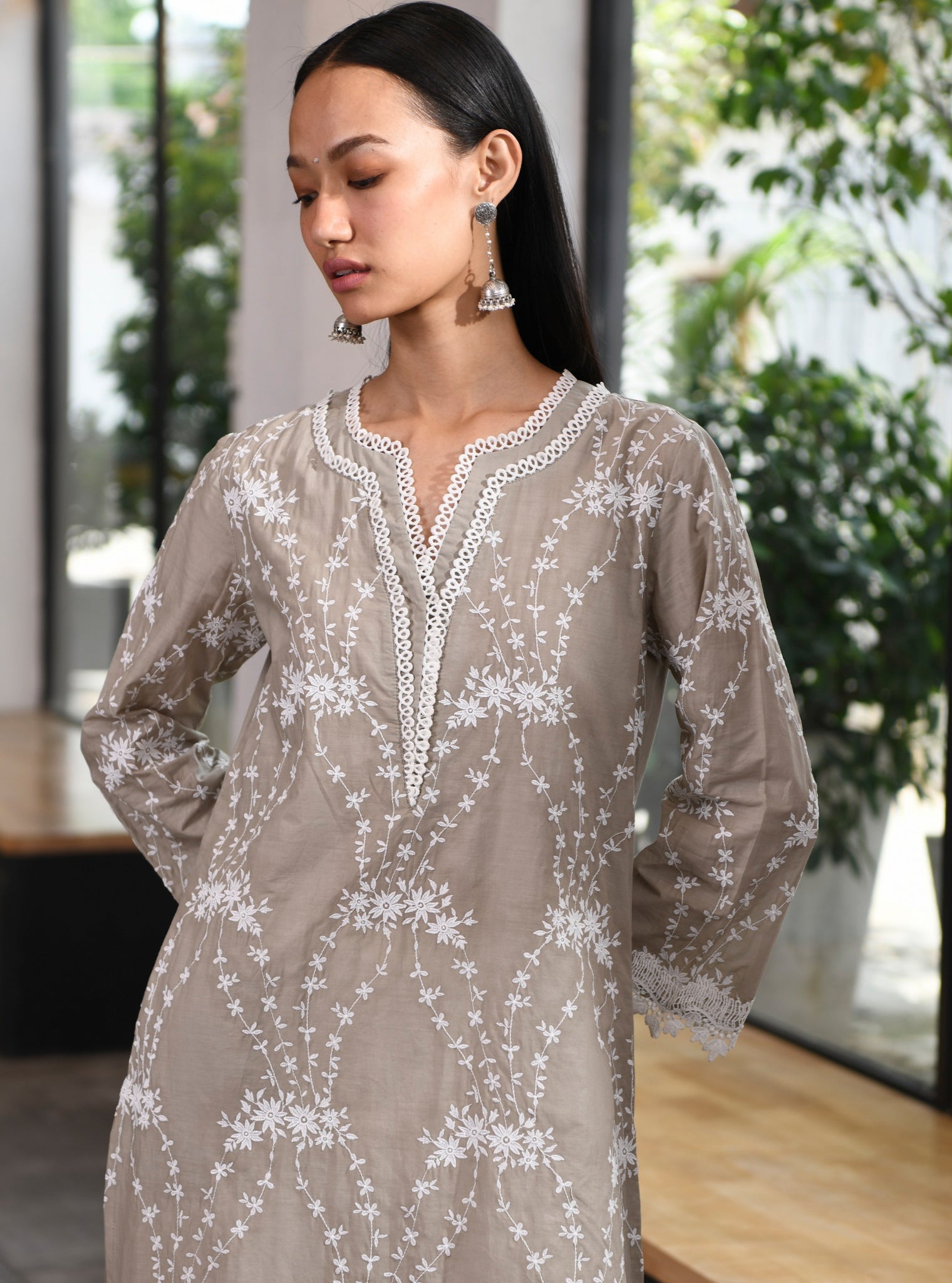 Cindy Supima Cotton Grey Kurta Set