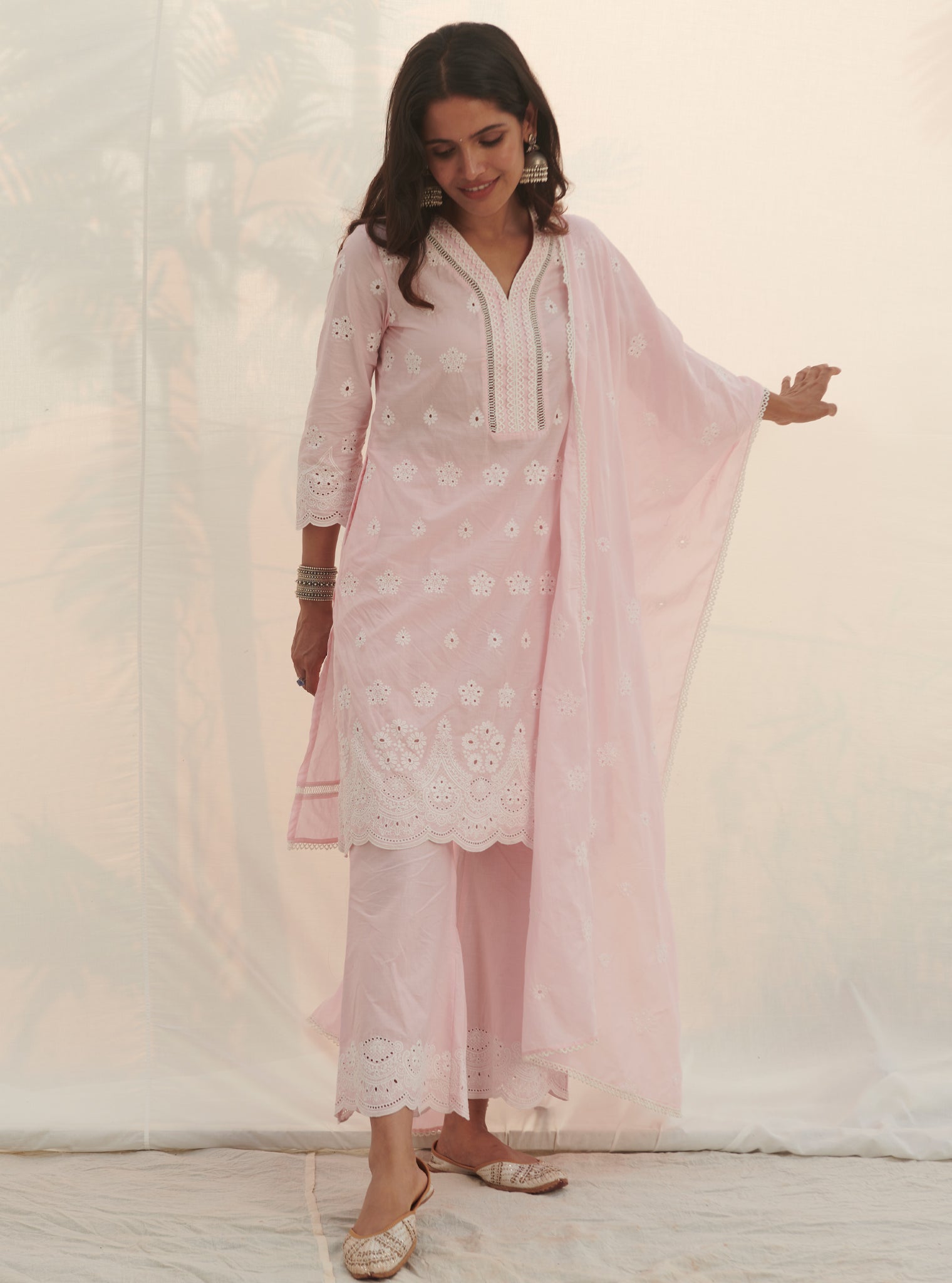Mulmul Supima Cotton Parra Pink Dupatta
