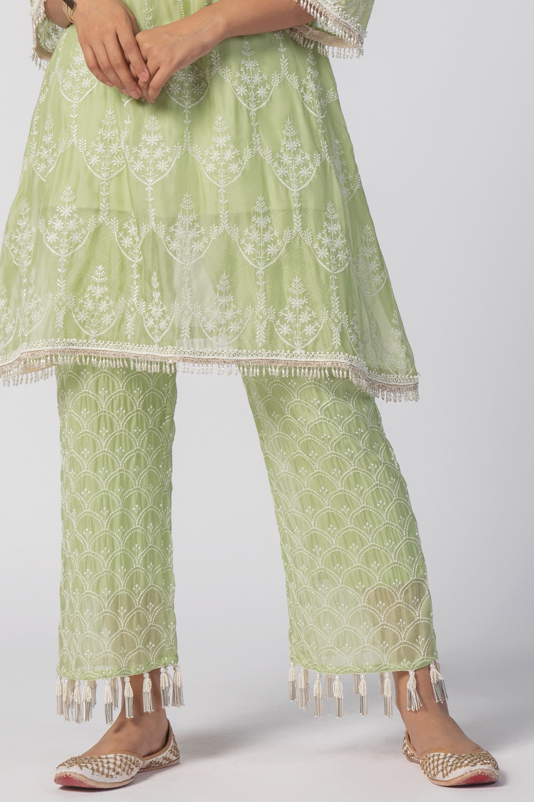 Mulmul Organza Green Celeste Pant