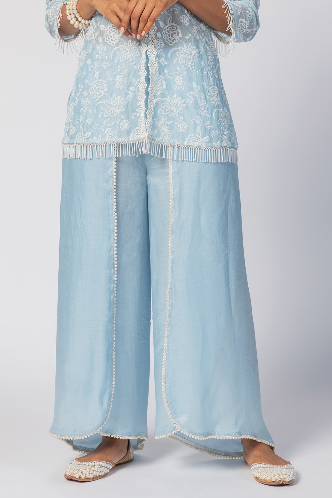 Mulmul Organza Claire Blue Dhoti Pant