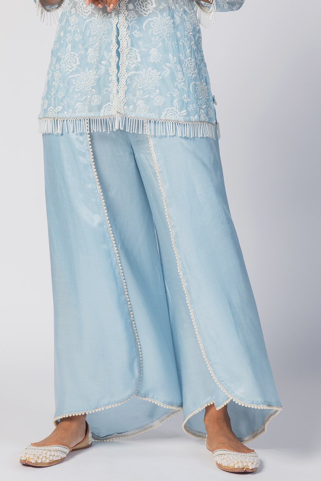 Mulmul Organza Claire Blue Dhoti Pant